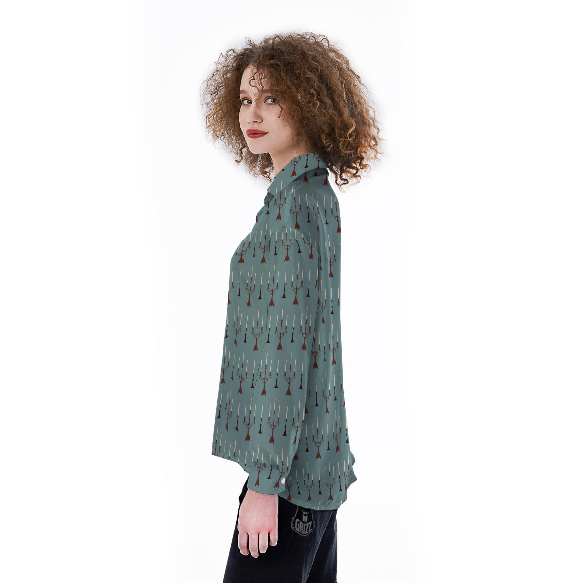 Candle Vintage Print Pattern Women's Long Sleeve Shirts-grizzshop