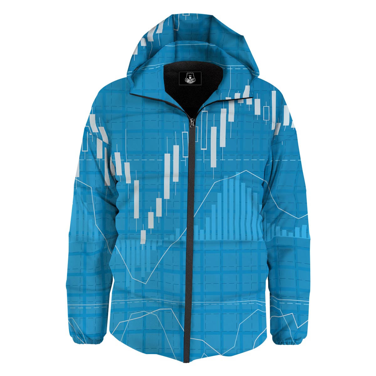 Candlestick Stock Market Print Down Jacket-grizzshop