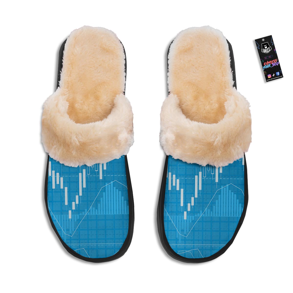 Candlestick Stock Market Print Slippers-grizzshop