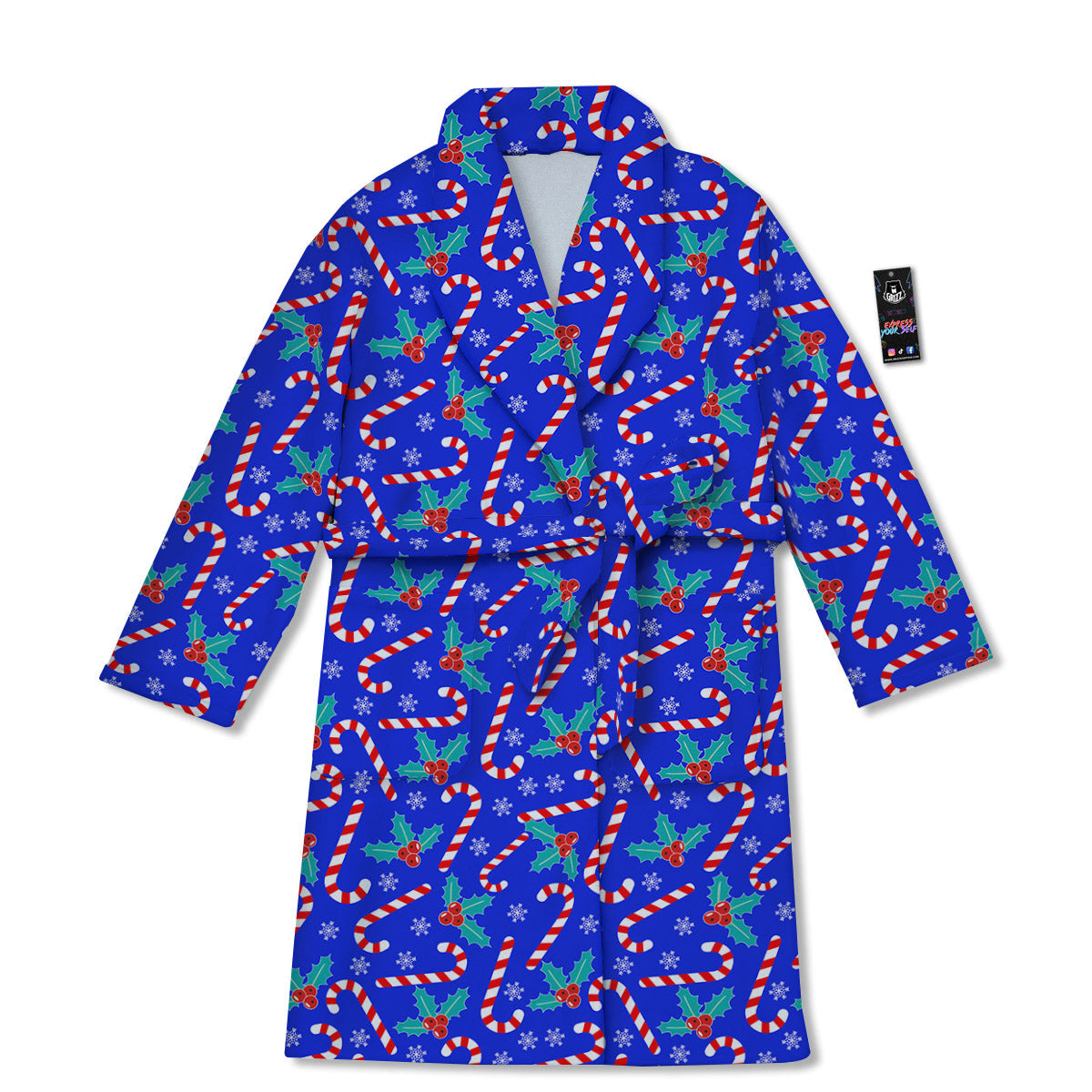 Candy And Christmas Berry Print Pattern Bathrobe-grizzshop