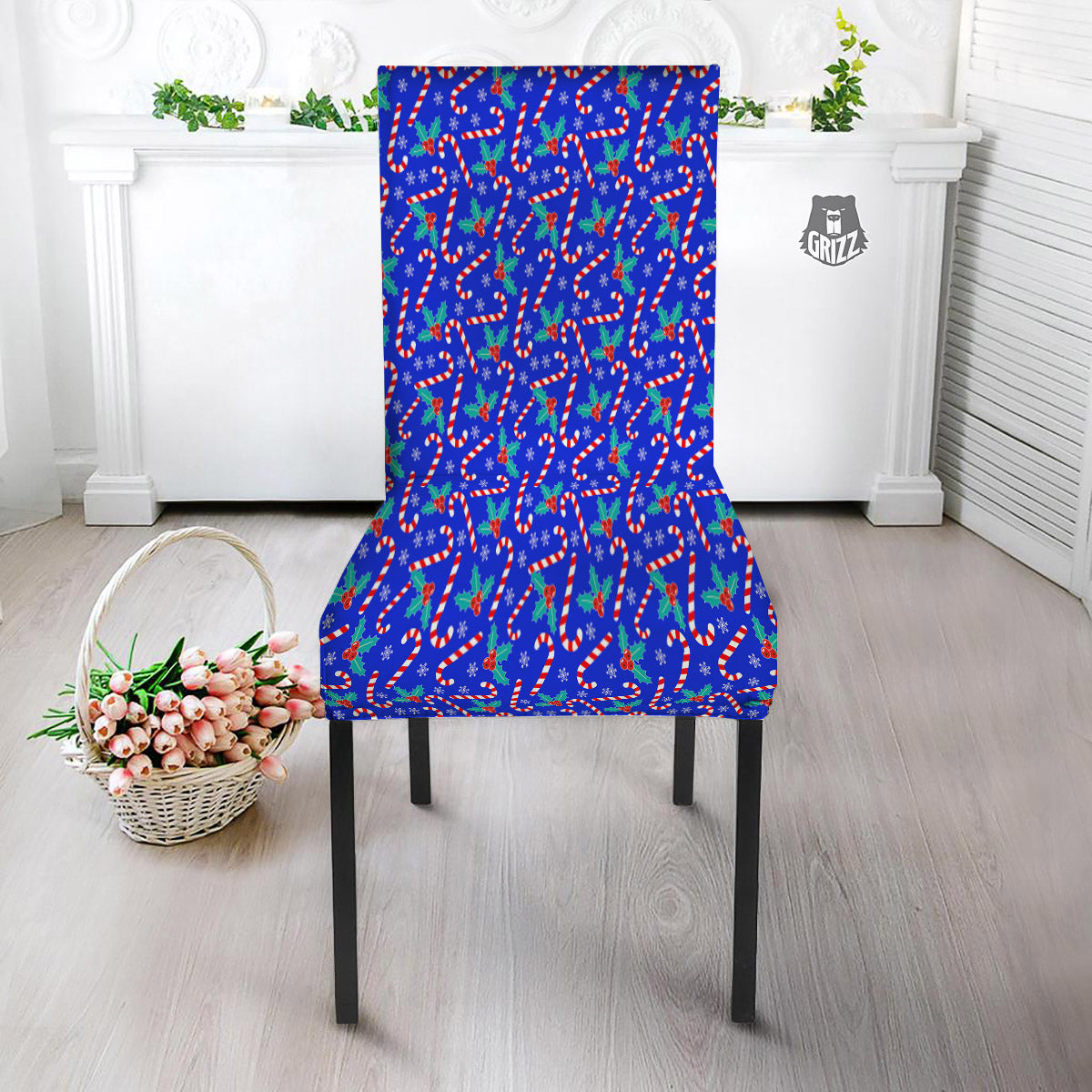 Candy And Christmas Berry Print Pattern Dining Chair Slipcover-grizzshop