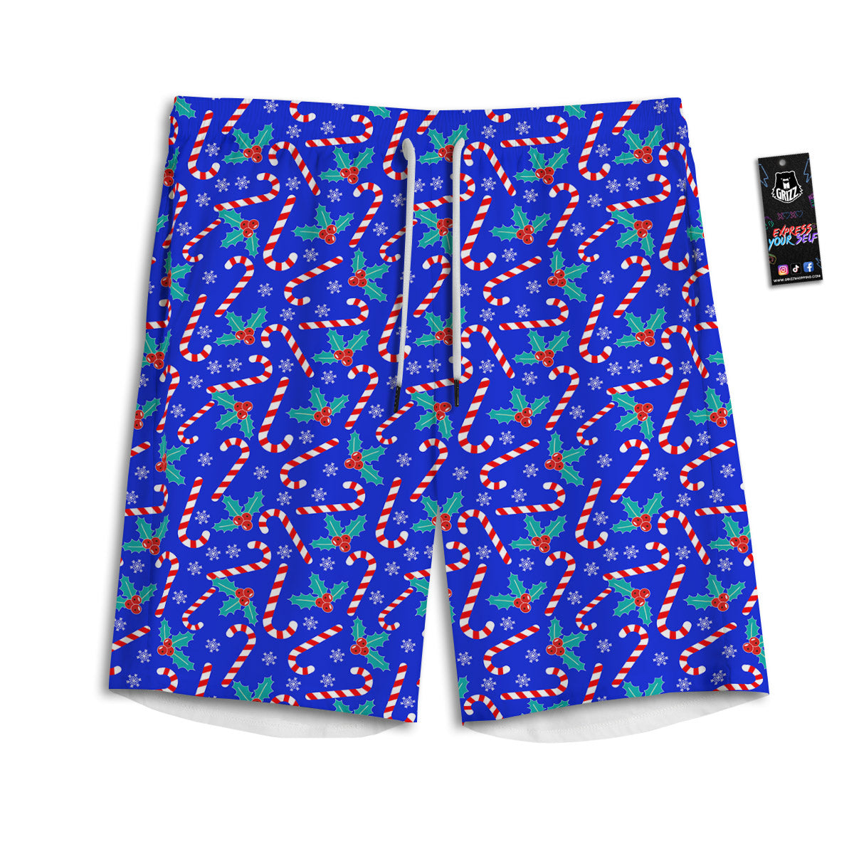 Candy And Christmas Berry Print Pattern Men's Athletic Shorts