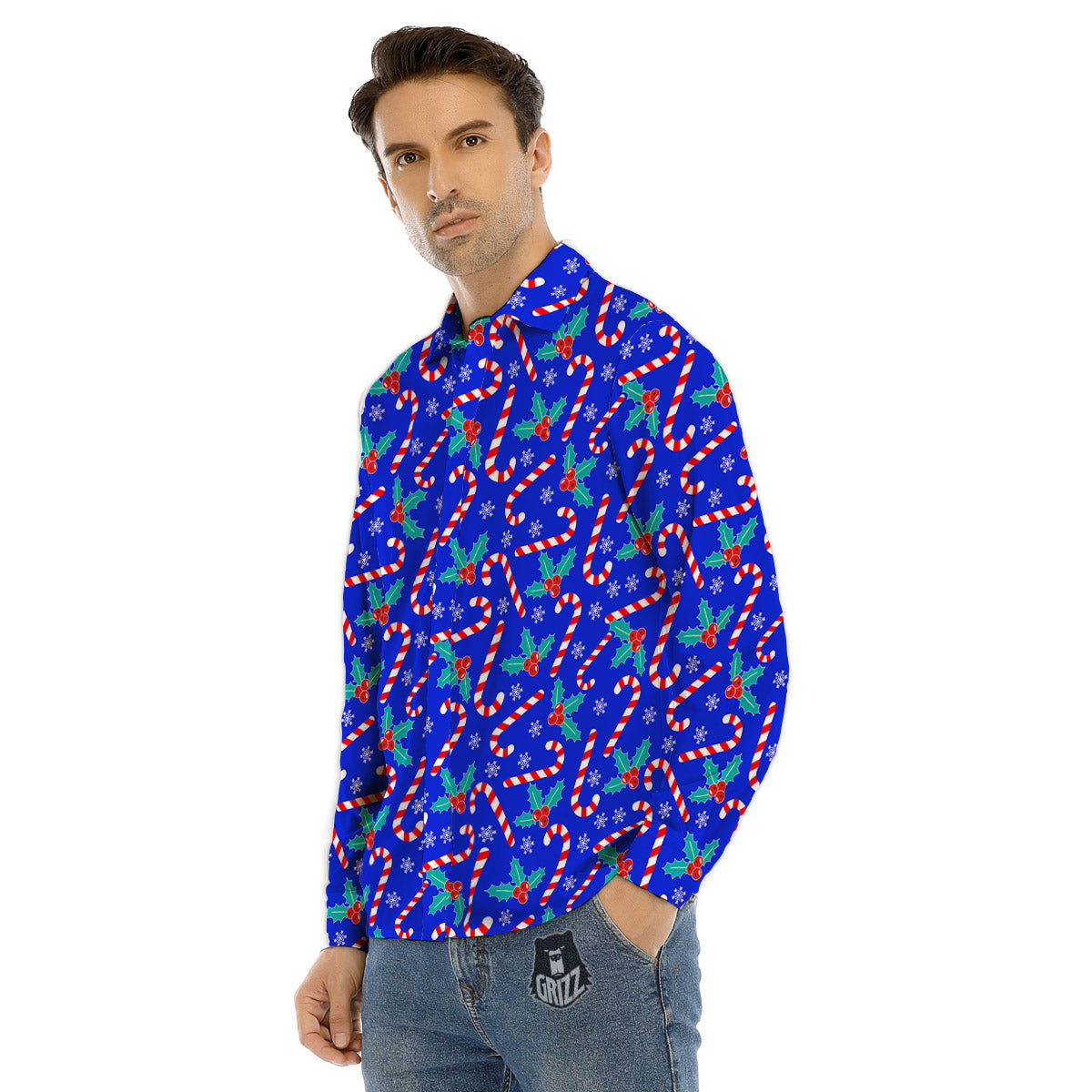 Candy And Christmas Berry Print Pattern Men's Dress Shirts-grizzshop