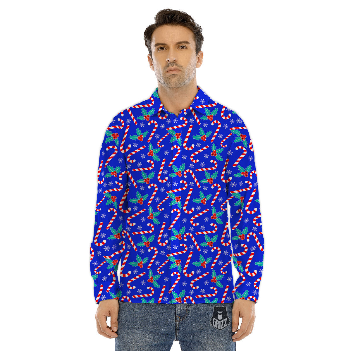 Candy And Christmas Berry Print Pattern Men's Dress Shirts-grizzshop