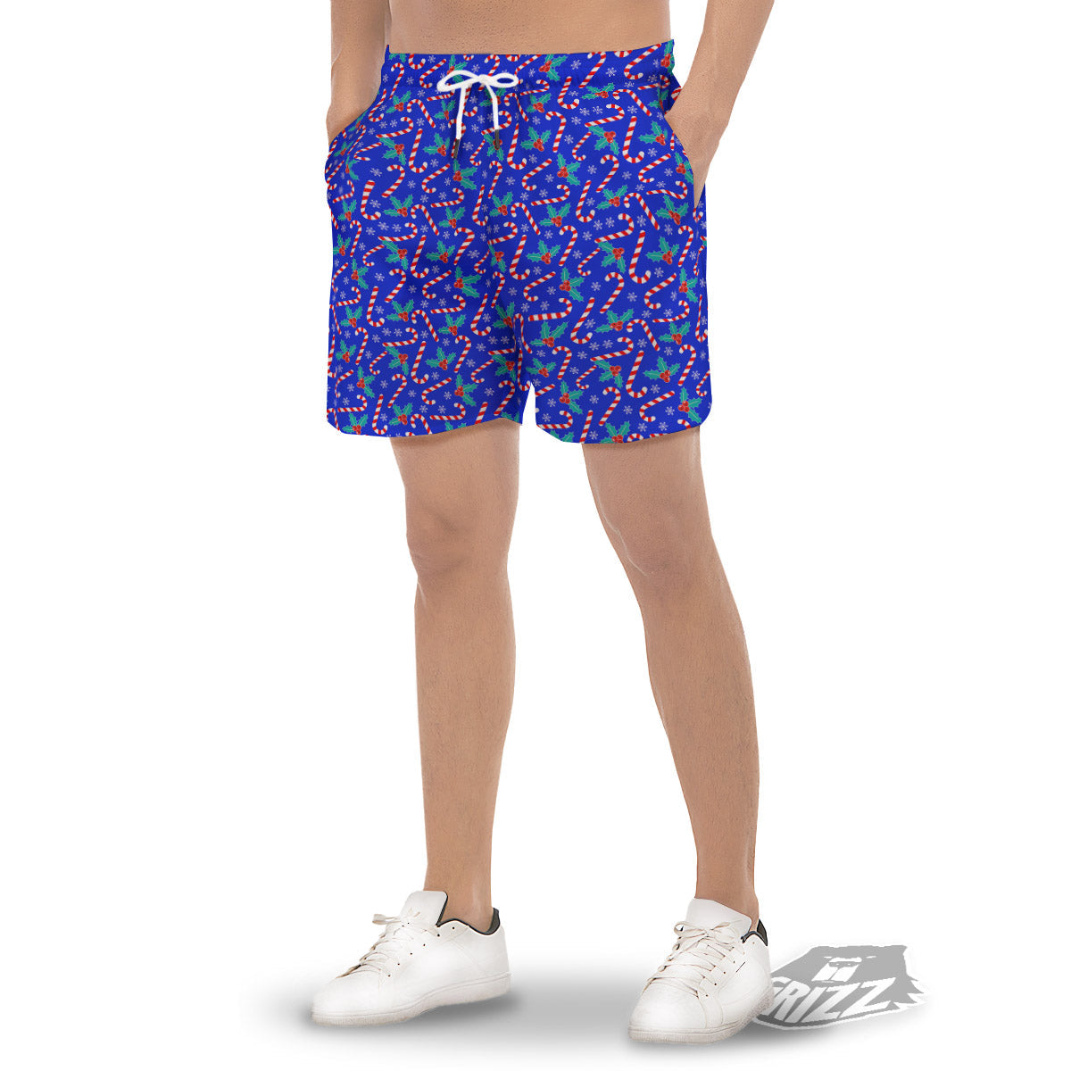 Candy And Christmas Berry Print Pattern Men's Gym Shorts-grizzshop