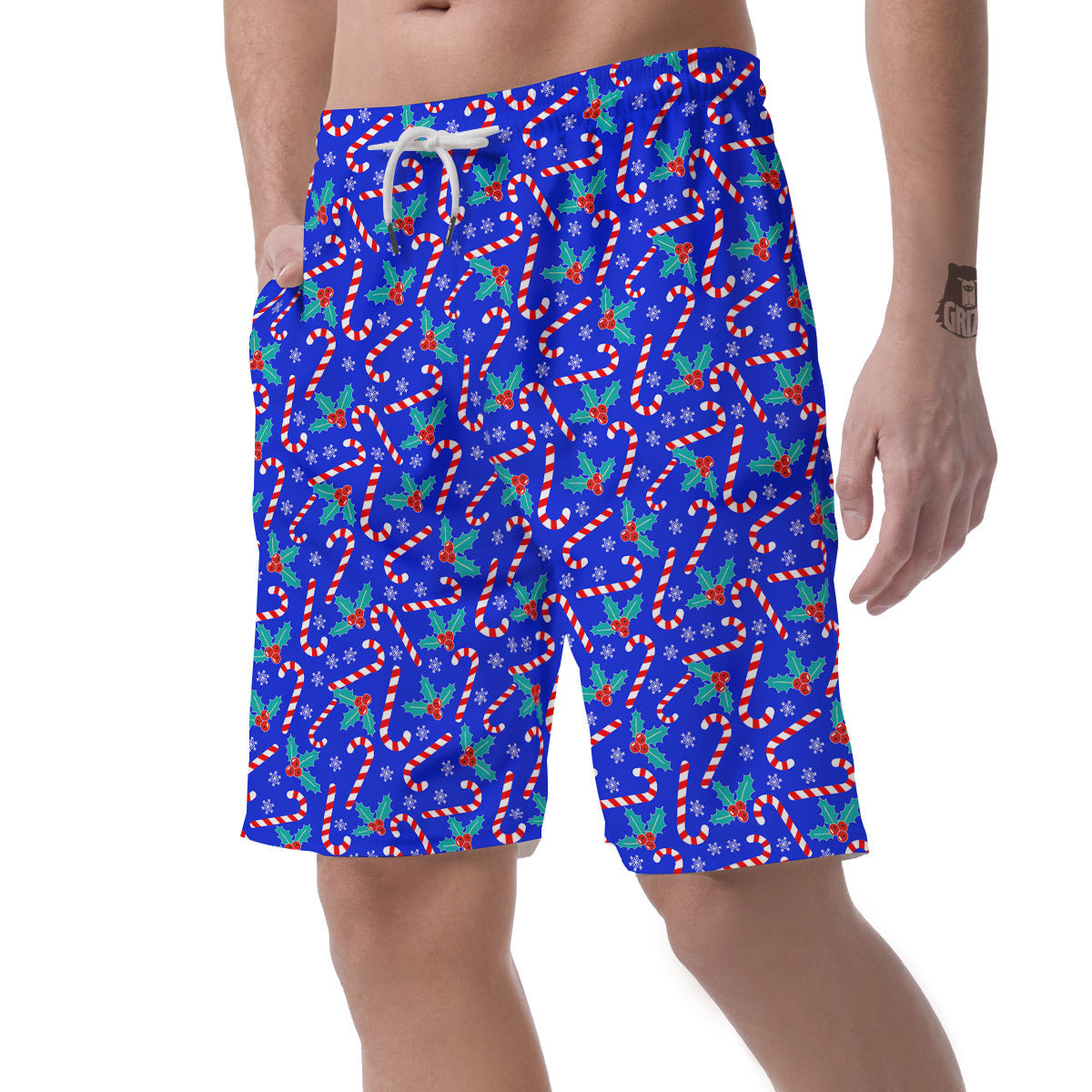 Candy And Christmas Berry Print Pattern Men's Shorts-grizzshop