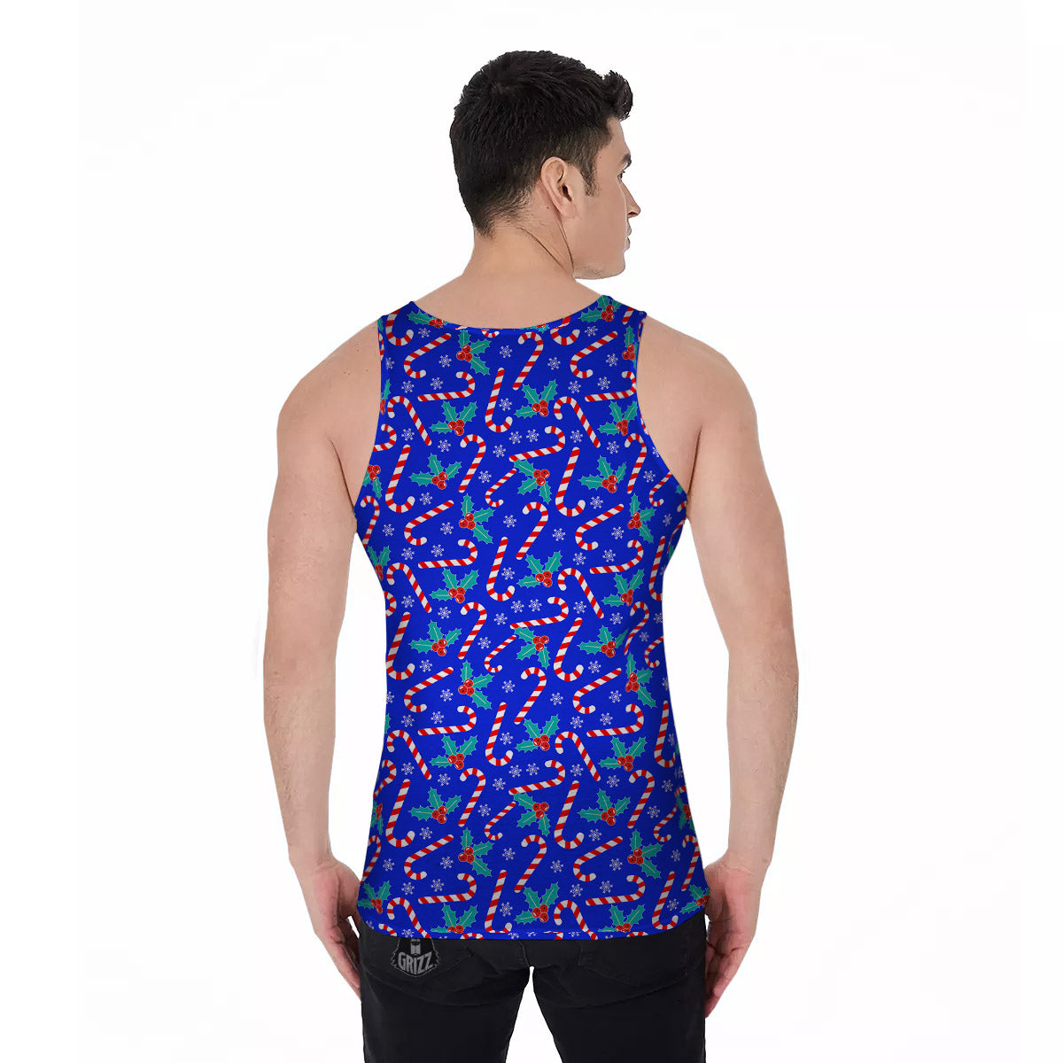 Candy And Christmas Berry Print Pattern Men's Tank Top-grizzshop