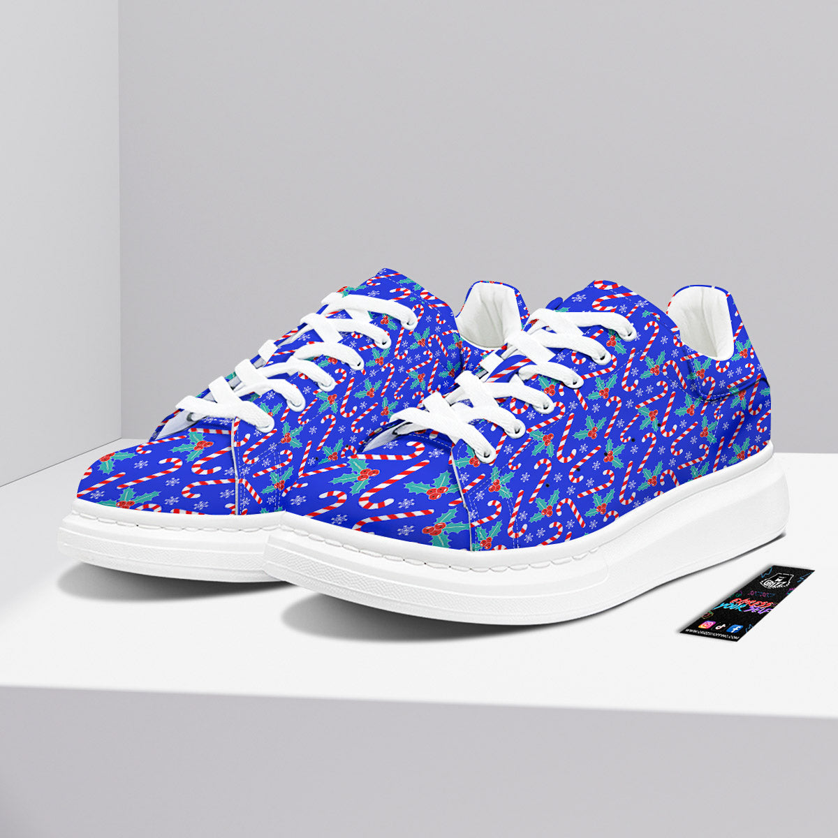 Candy And Christmas Berry Print Pattern Platform Shoes-grizzshop