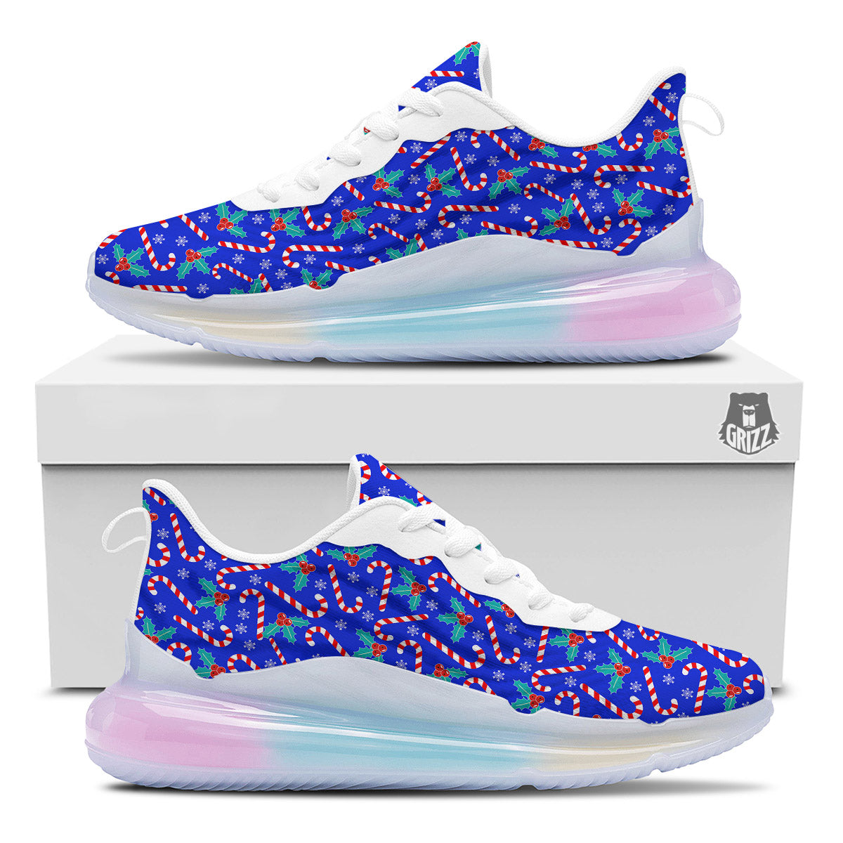 Candy And Christmas Berry Print Pattern Running Sneakers-grizzshop