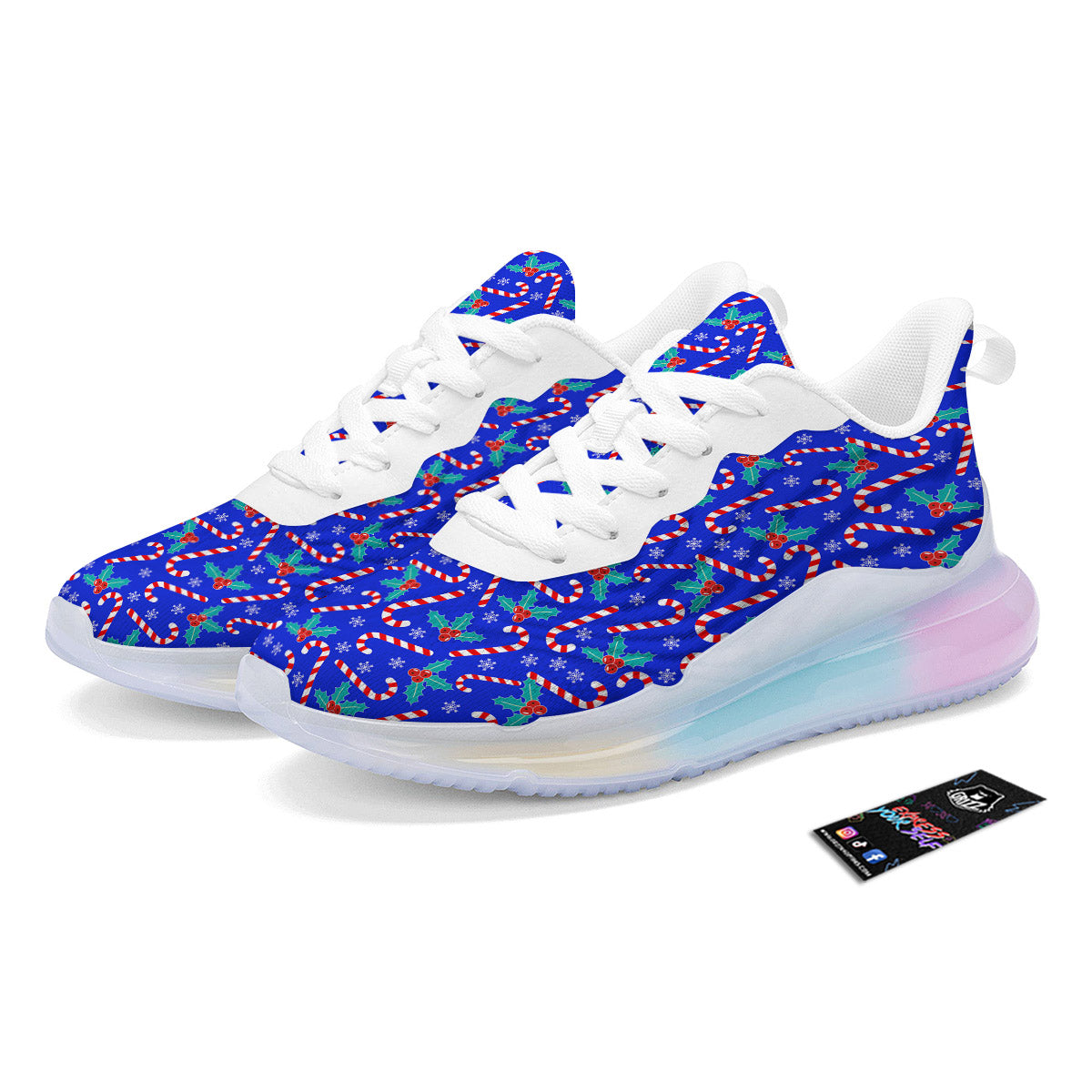 Candy And Christmas Berry Print Pattern Running Sneakers-grizzshop