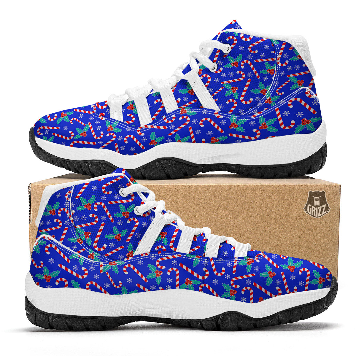Candy And Christmas Berry Print Pattern White Bball Shoes-grizzshop