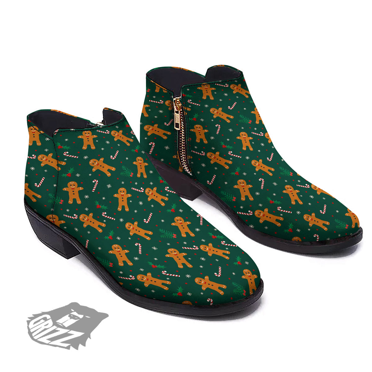 Candy And Christmas Cookie Print Pattern Ankle Boots-grizzshop