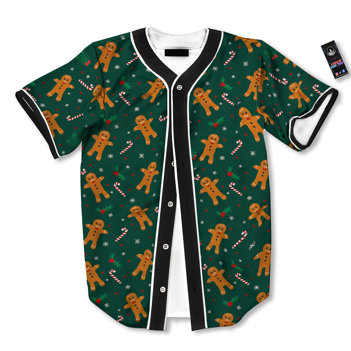 Candy And Christmas Cookie Print Pattern Baseball Jersey-grizzshop