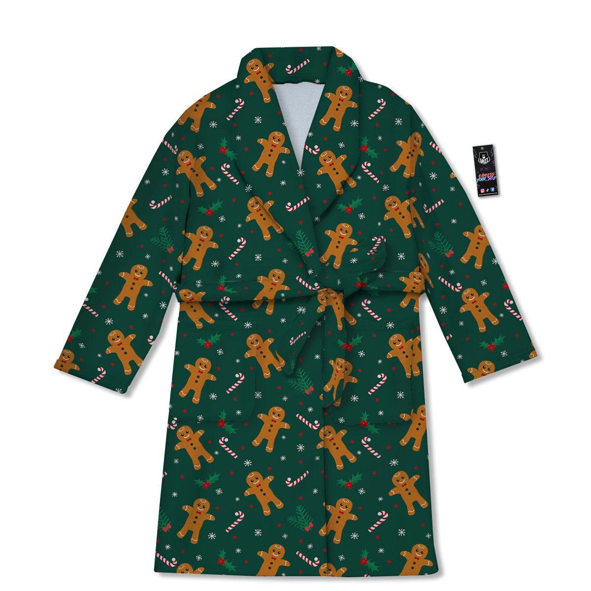 Candy And Christmas Cookie Print Pattern Bathrobe-grizzshop