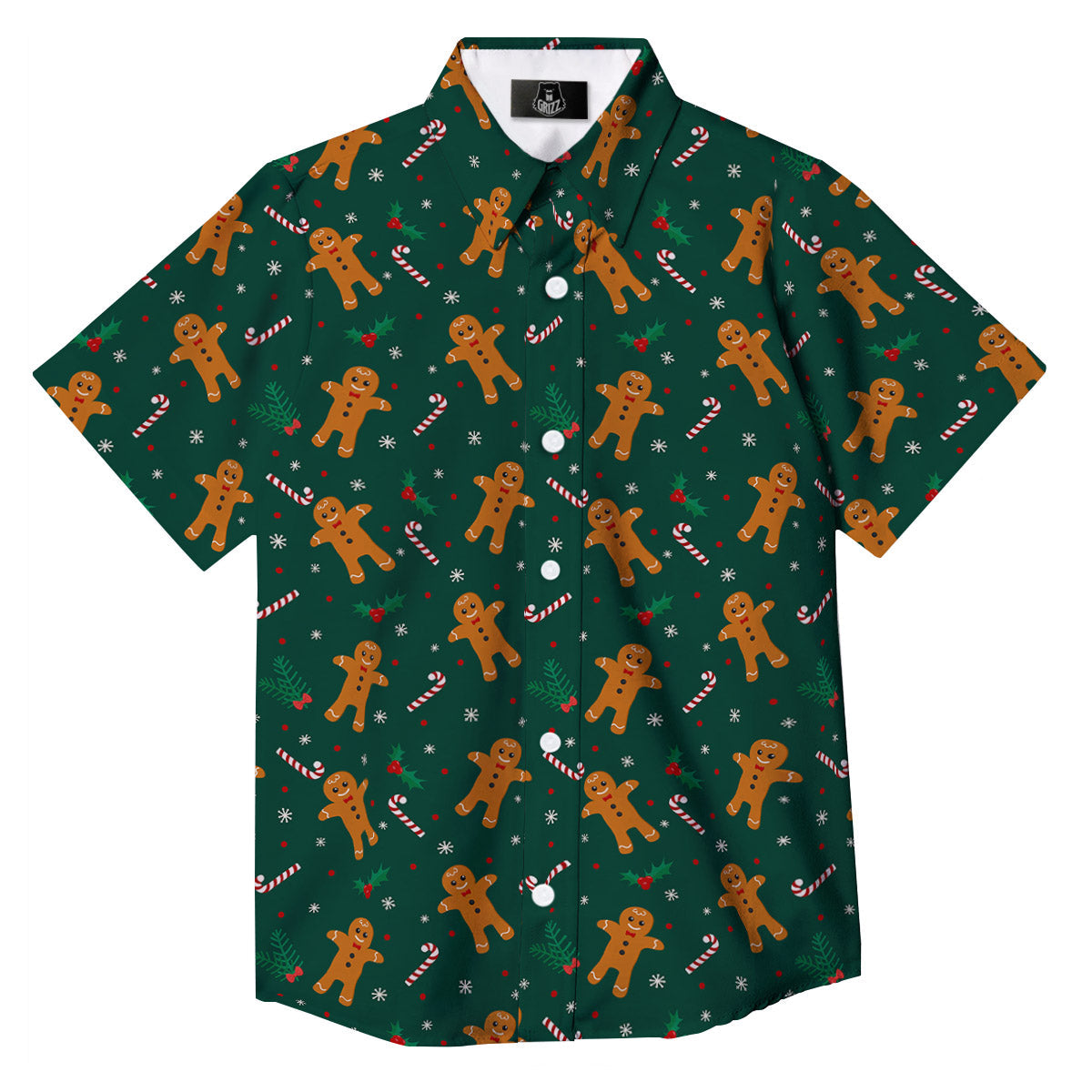 Candy And Christmas Cookie Print Pattern Button Up Shirt-grizzshop