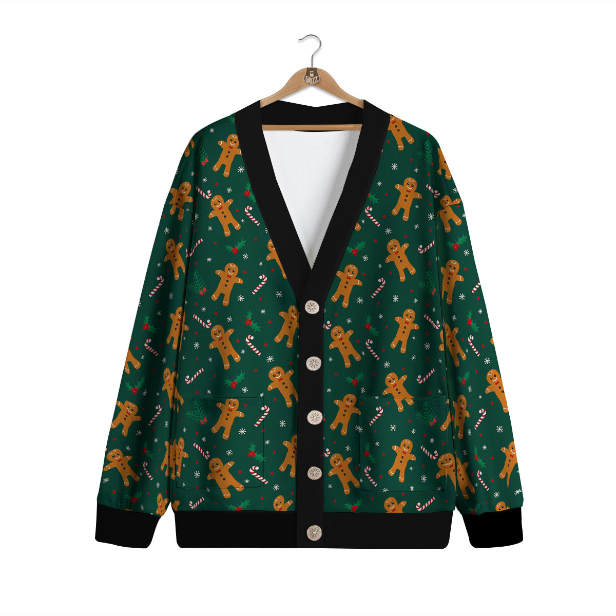 Candy And Christmas Cookie Print Pattern Cardigan-grizzshop