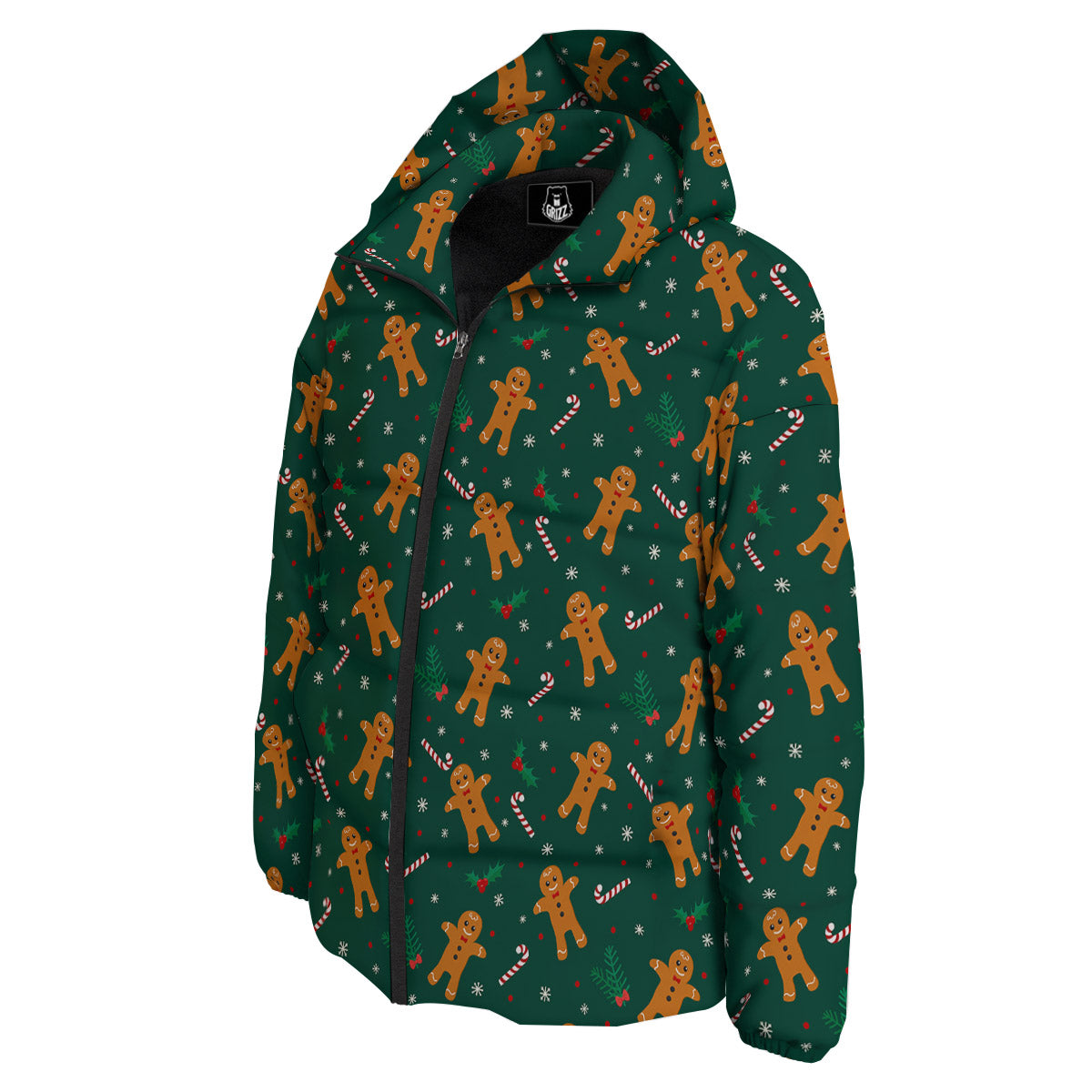 Candy And Christmas Cookie Print Pattern Down Jacket-grizzshop