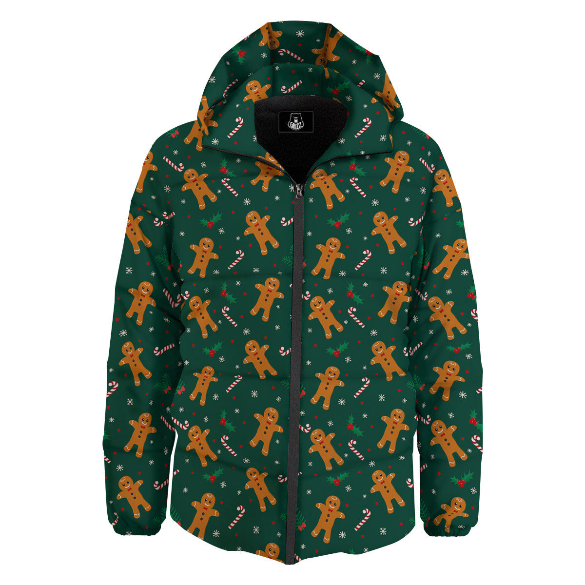 Candy And Christmas Cookie Print Pattern Down Jacket-grizzshop