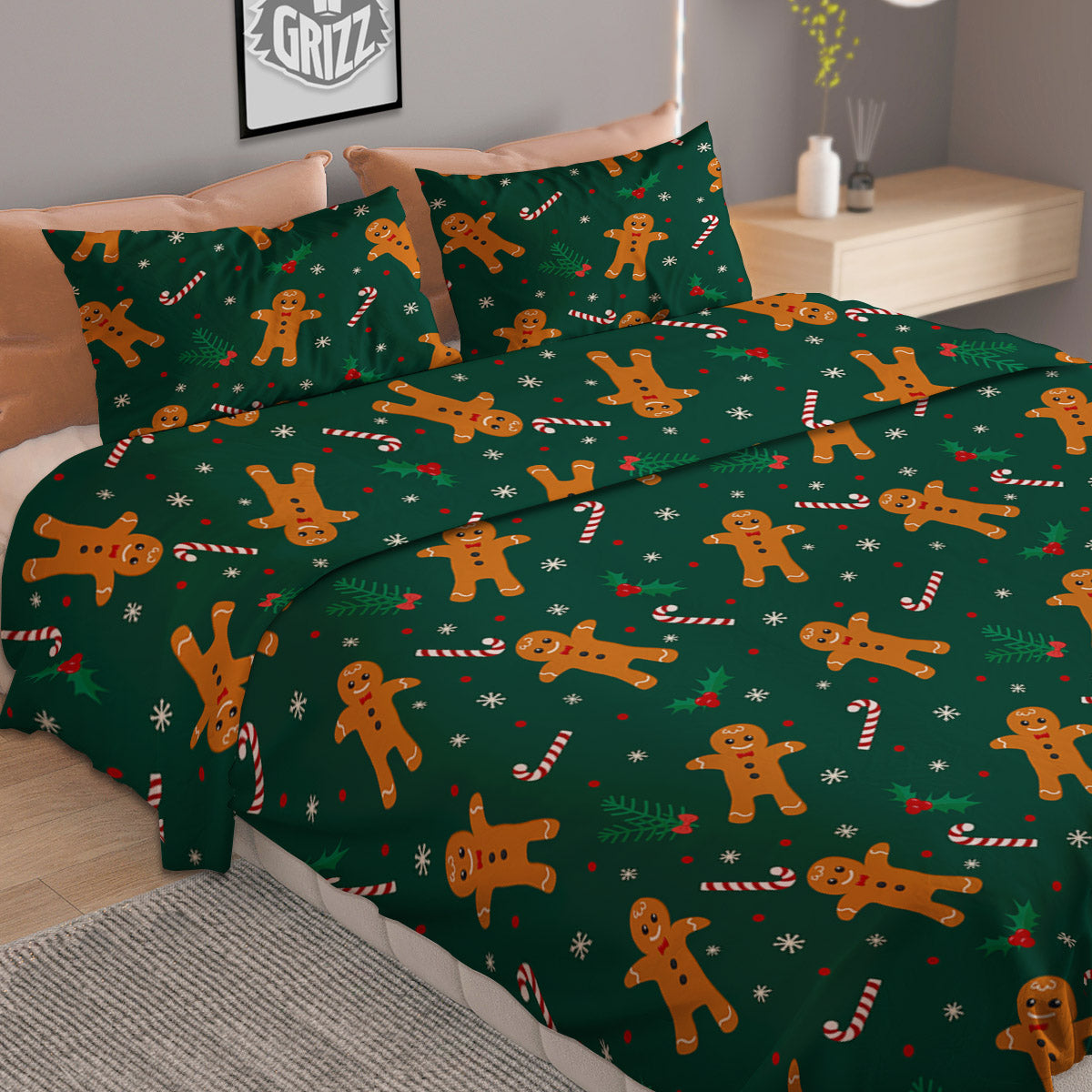 Chinese Gold Print Pattern Duvet Cover Bedding Set