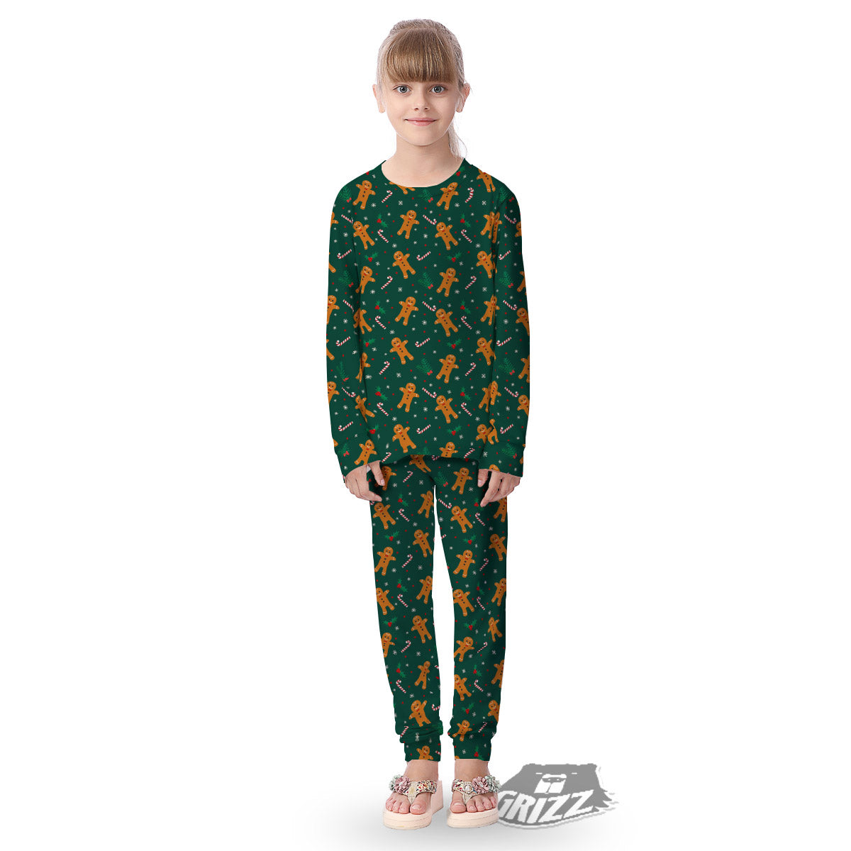 Candy And Christmas Cookie Print Pattern Kid's Pajamas-grizzshop