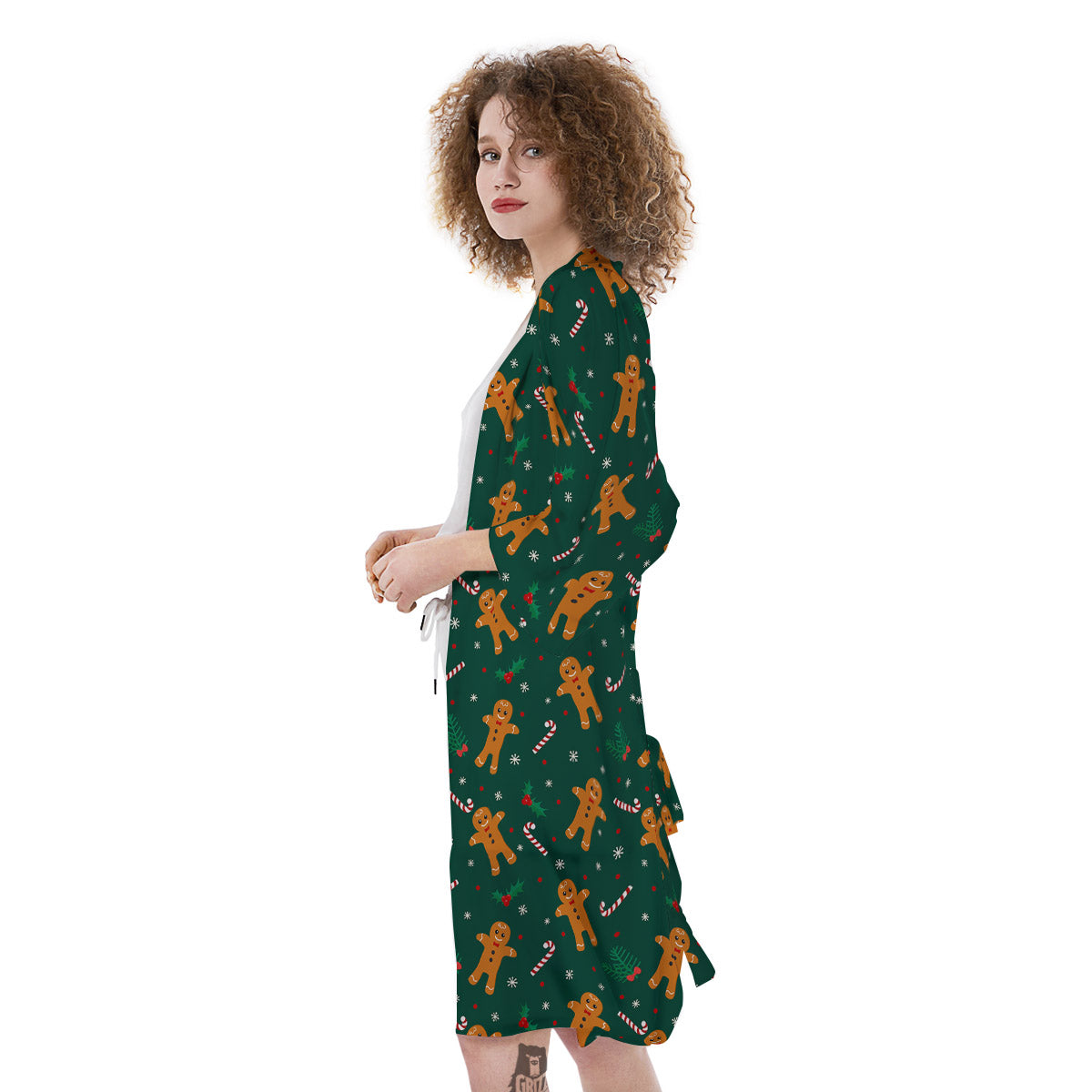 Candy And Christmas Cookie Print Pattern Kimono-grizzshop