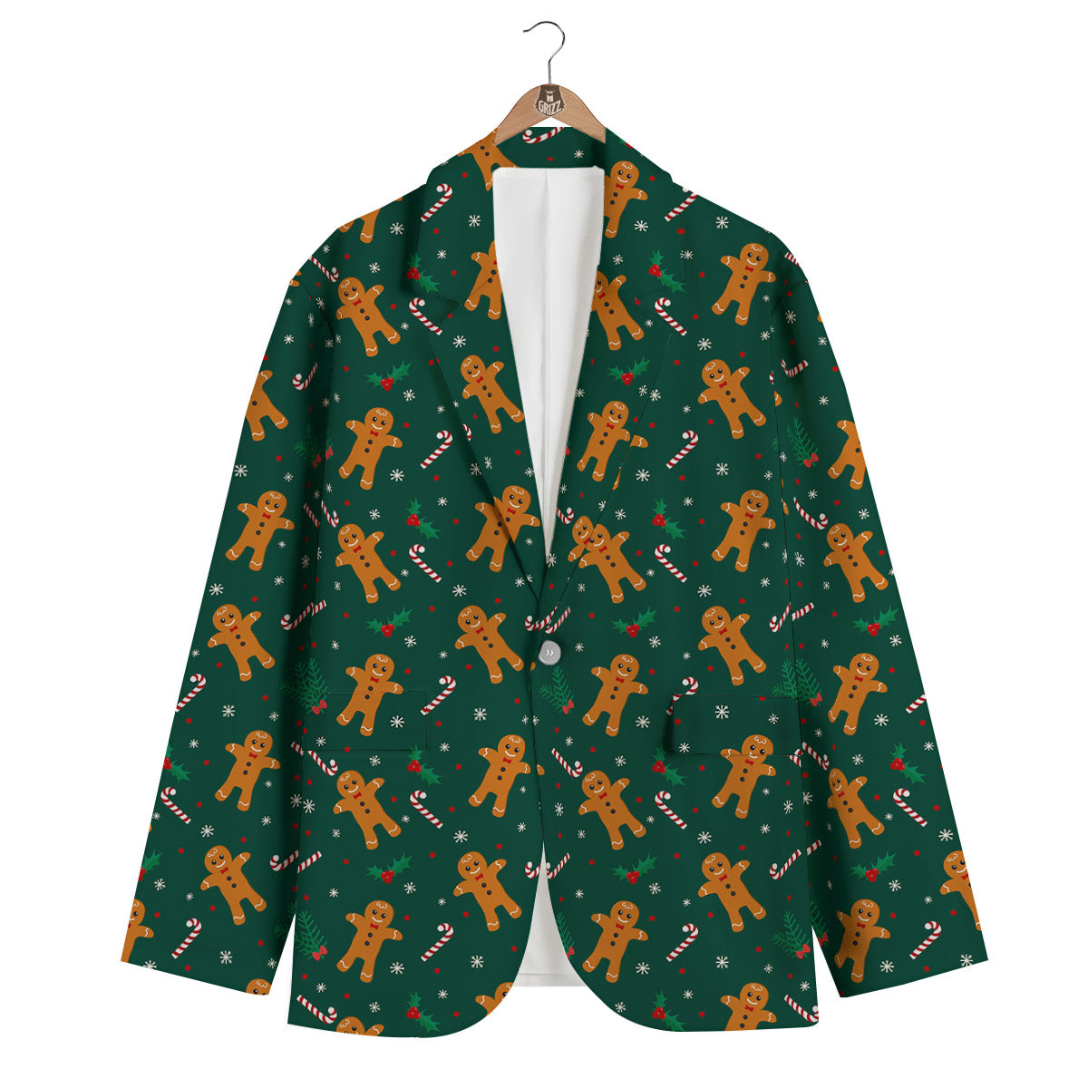 Candy And Christmas Cookie Print Pattern Men's Blazer-grizzshop