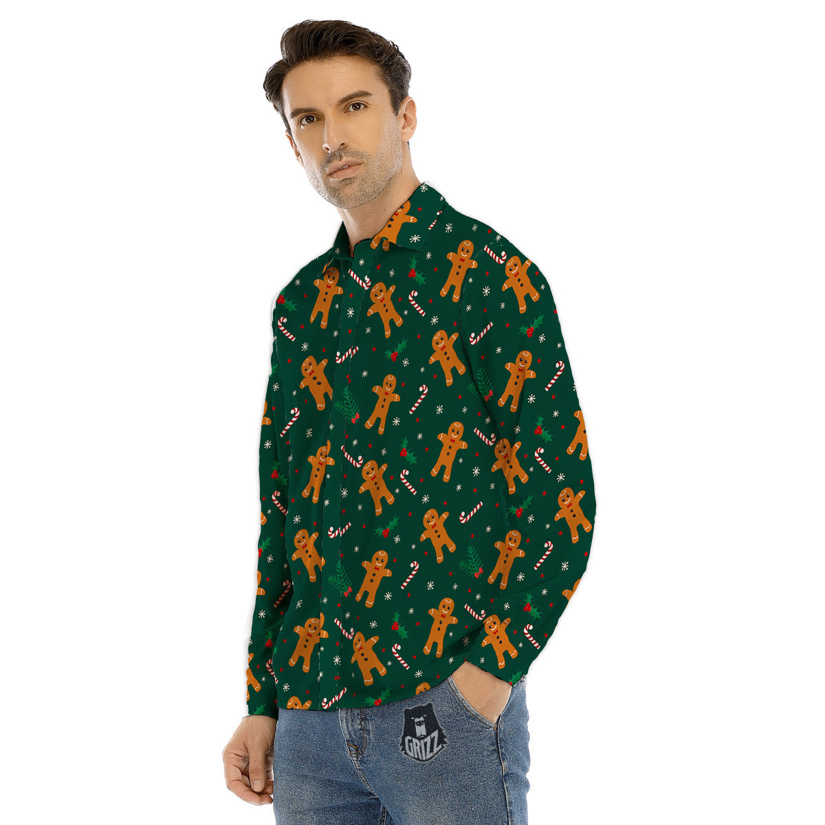 Candy And Christmas Cookie Print Pattern Men's Dress Shirts-grizzshop