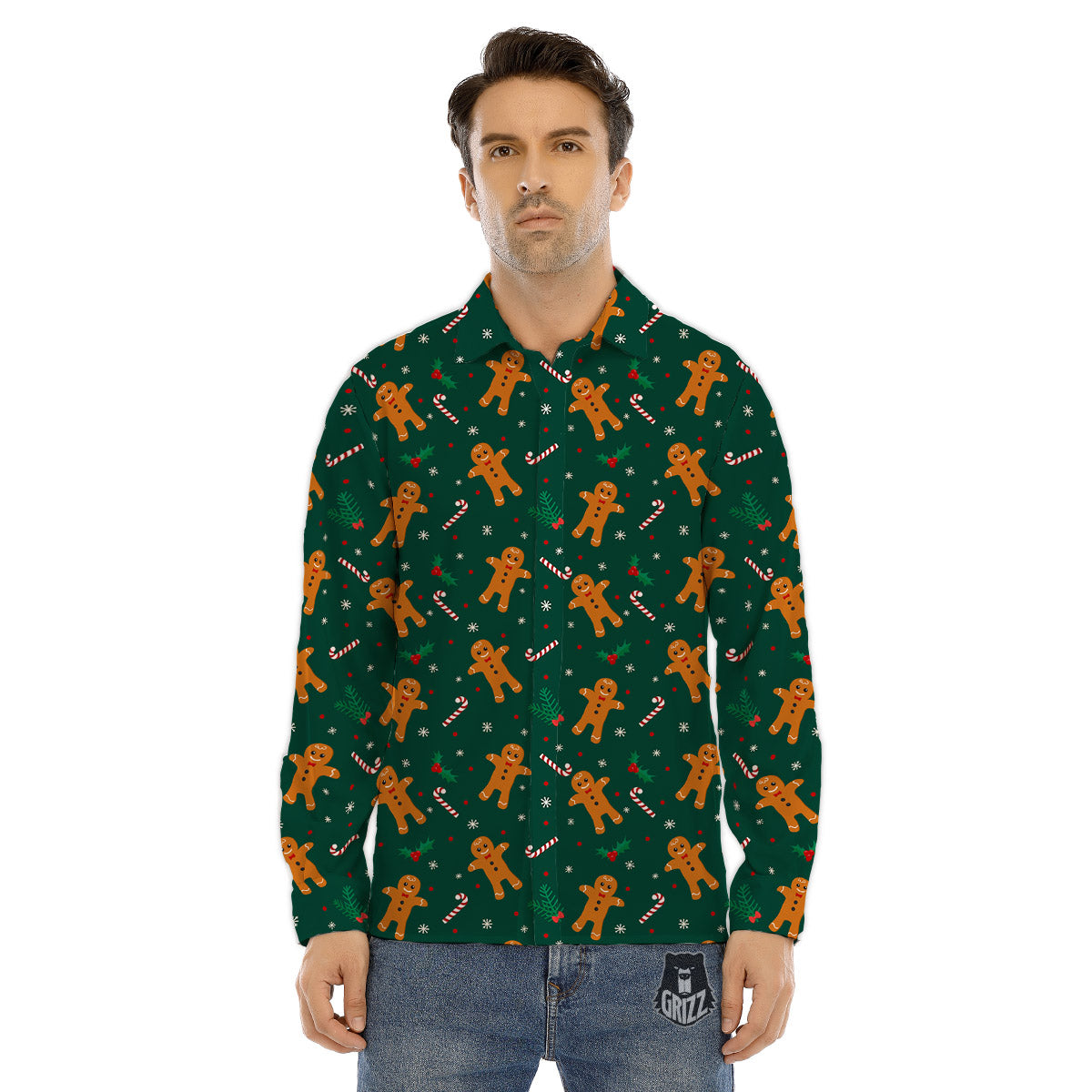 Candy And Christmas Cookie Print Pattern Men's Dress Shirts-grizzshop