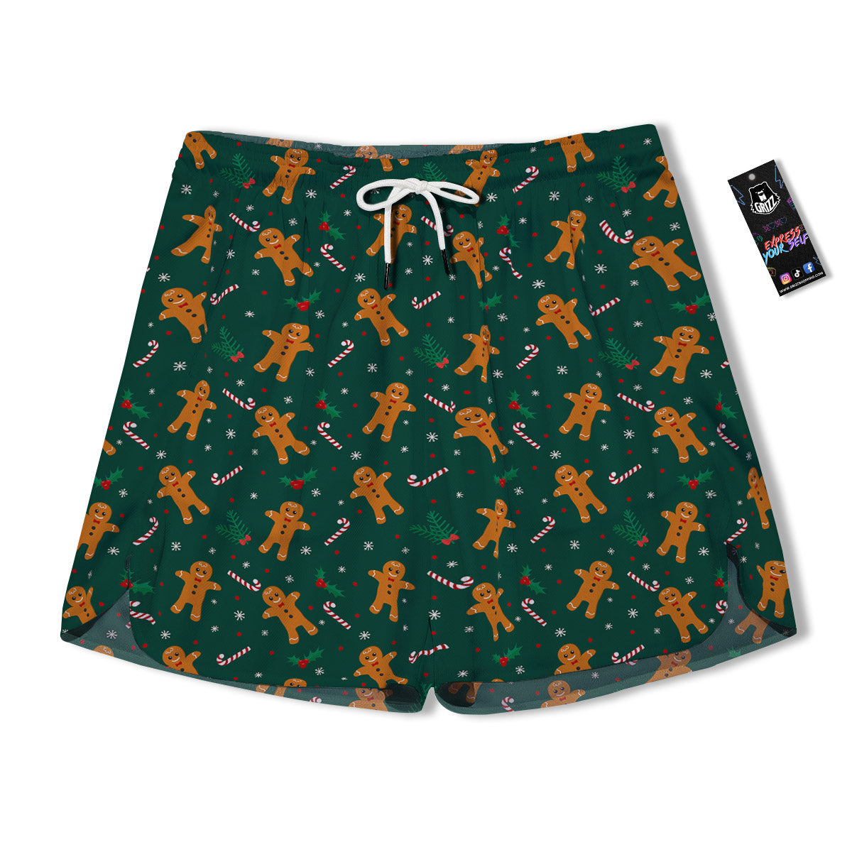Candy And Christmas Cookie Print Pattern Men's Running Shorts-grizzshop