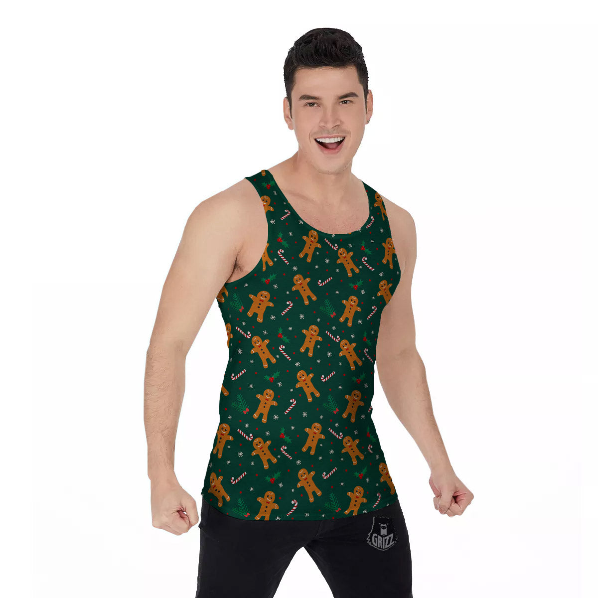 Candy And Christmas Cookie Print Pattern Men's Tank Top-grizzshop