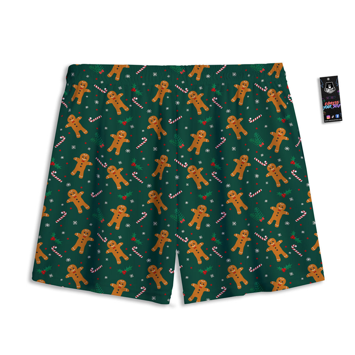 Chinese Gold Print Pattern Mesh Shorts
