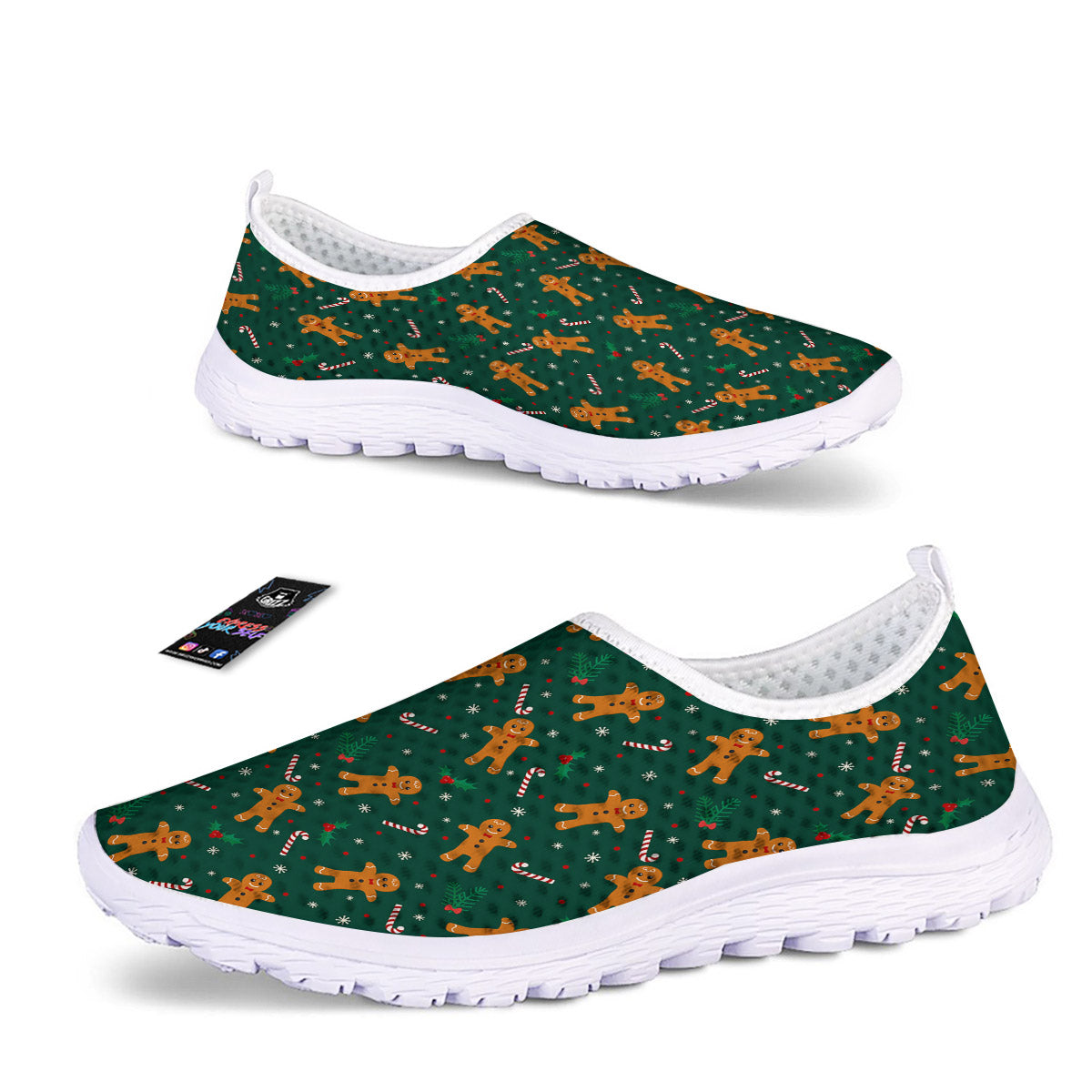 Candy And Christmas Cookie Print Pattern Nurse Shoes-grizzshop