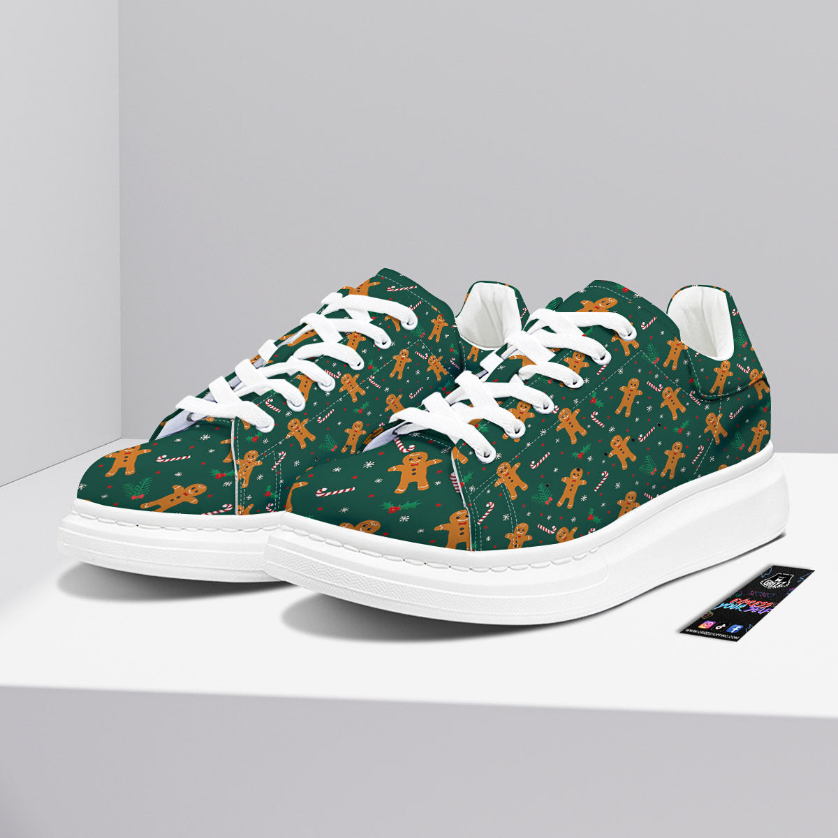 Candy And Christmas Cookie Print Pattern Platform Shoes-grizzshop