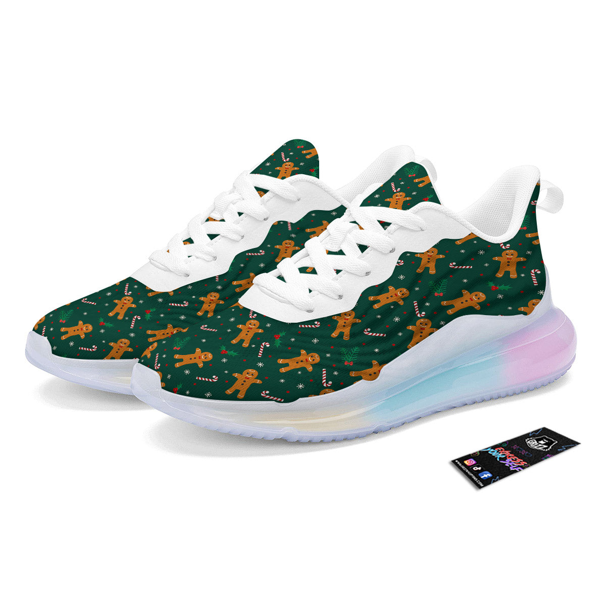Candy And Christmas Cookie Print Pattern Running Sneakers-grizzshop