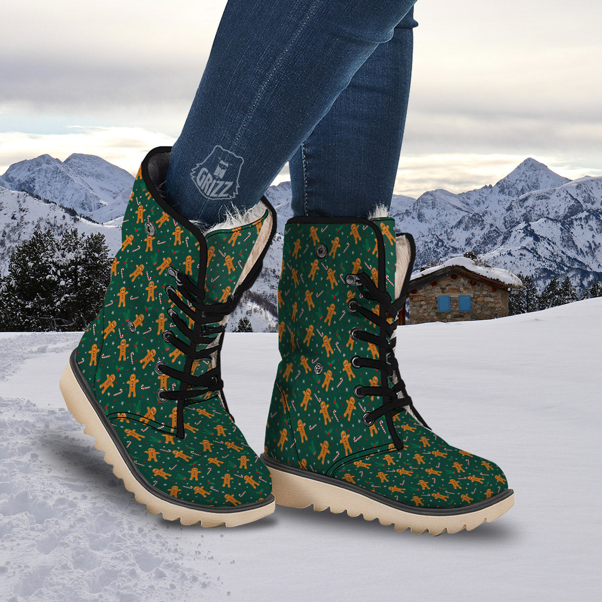 Candy And Christmas Cookie Print Pattern Snow Boots-grizzshop