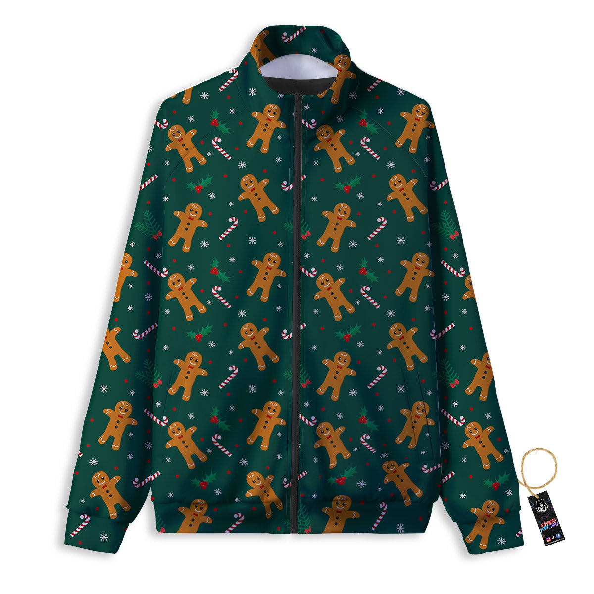 Candy And Christmas Cookie Print Pattern Track Jacket-grizzshop