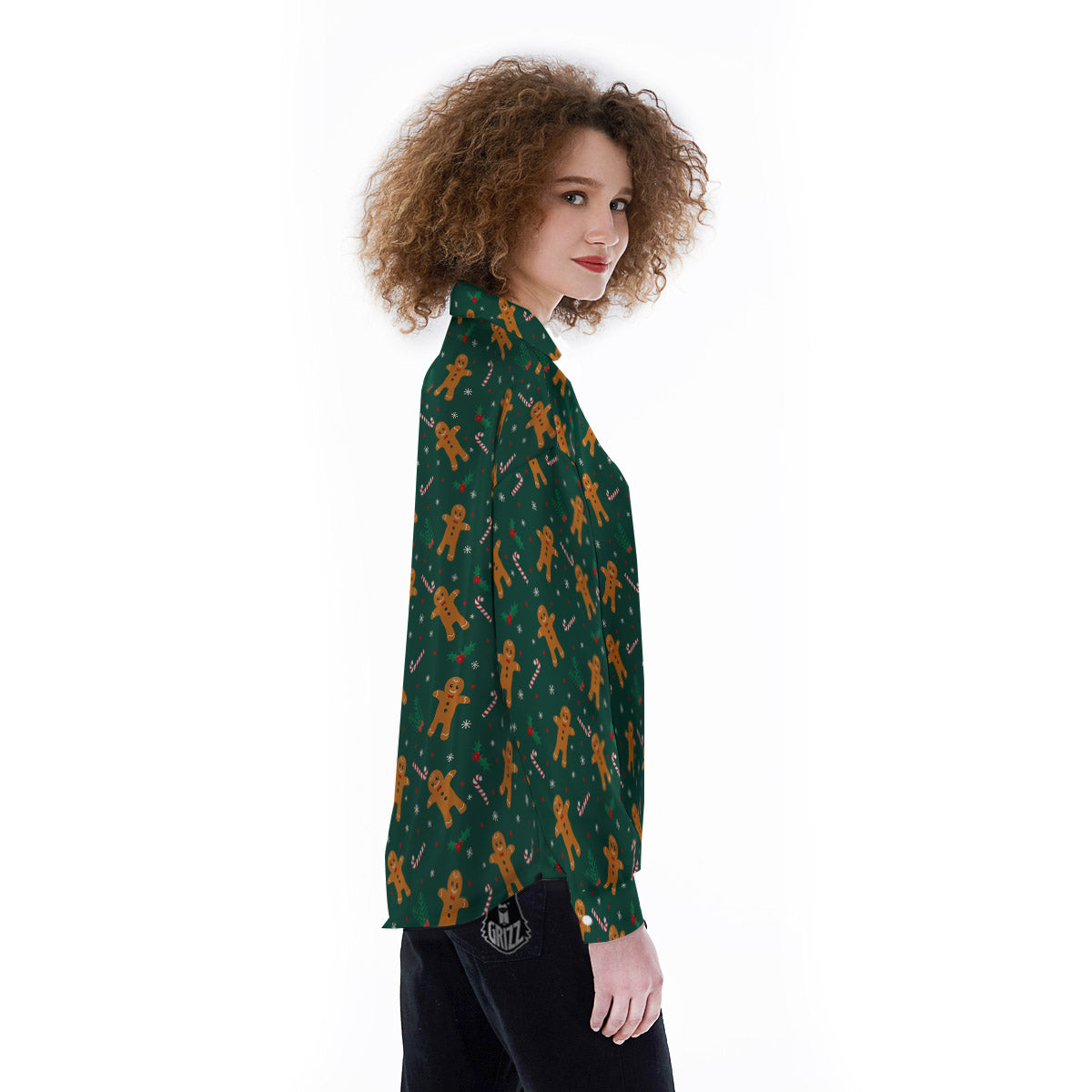 Candy And Christmas Cookie Print Pattern Women's Long Sleeve Shirts-grizzshop