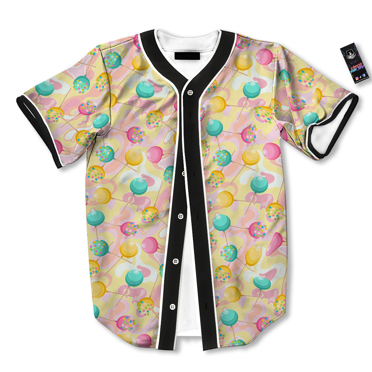 Candy And Colorful Lollipop Print Baseball Jersey-grizzshop