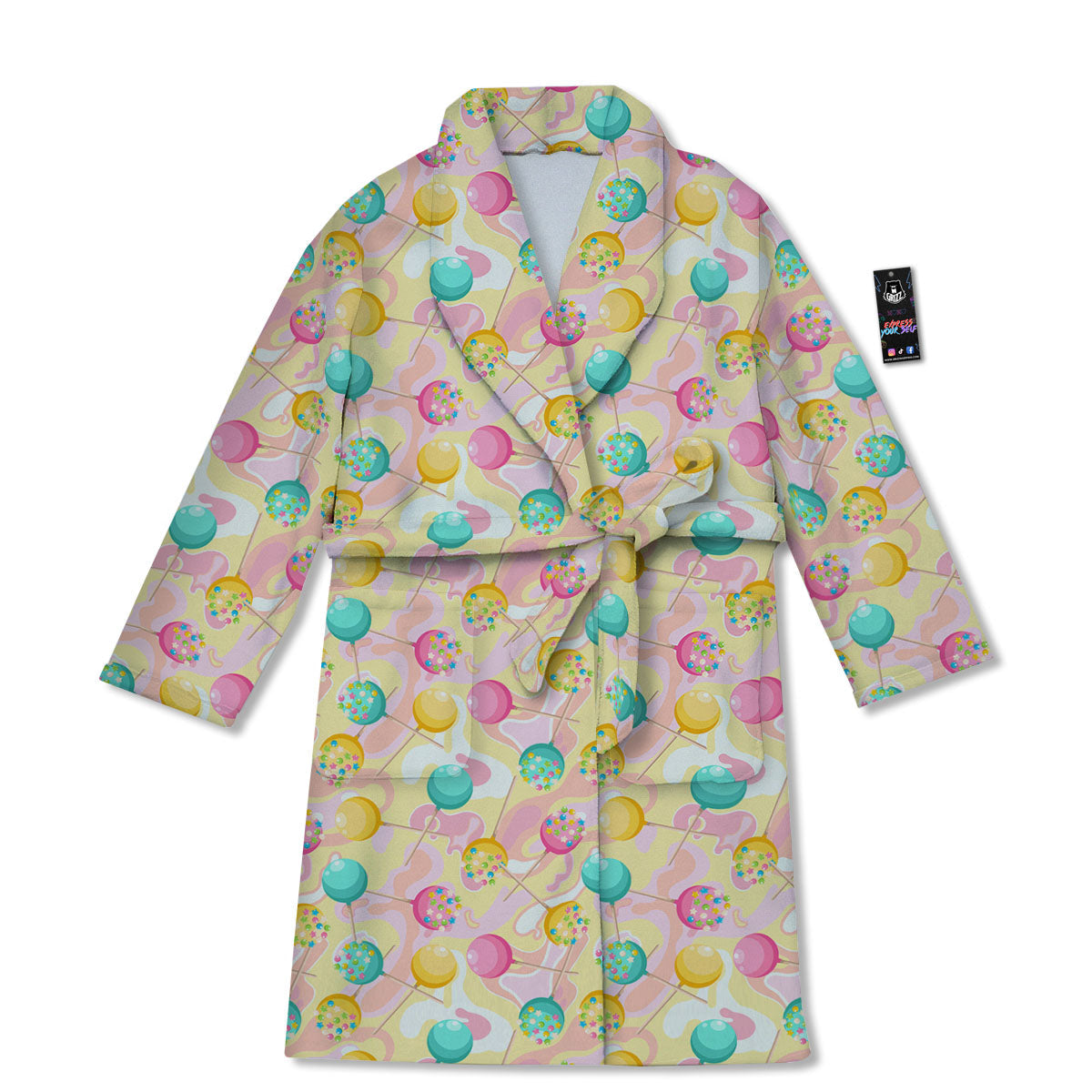 Candy And Colorful Lollipop Print Bathrobe-grizzshop