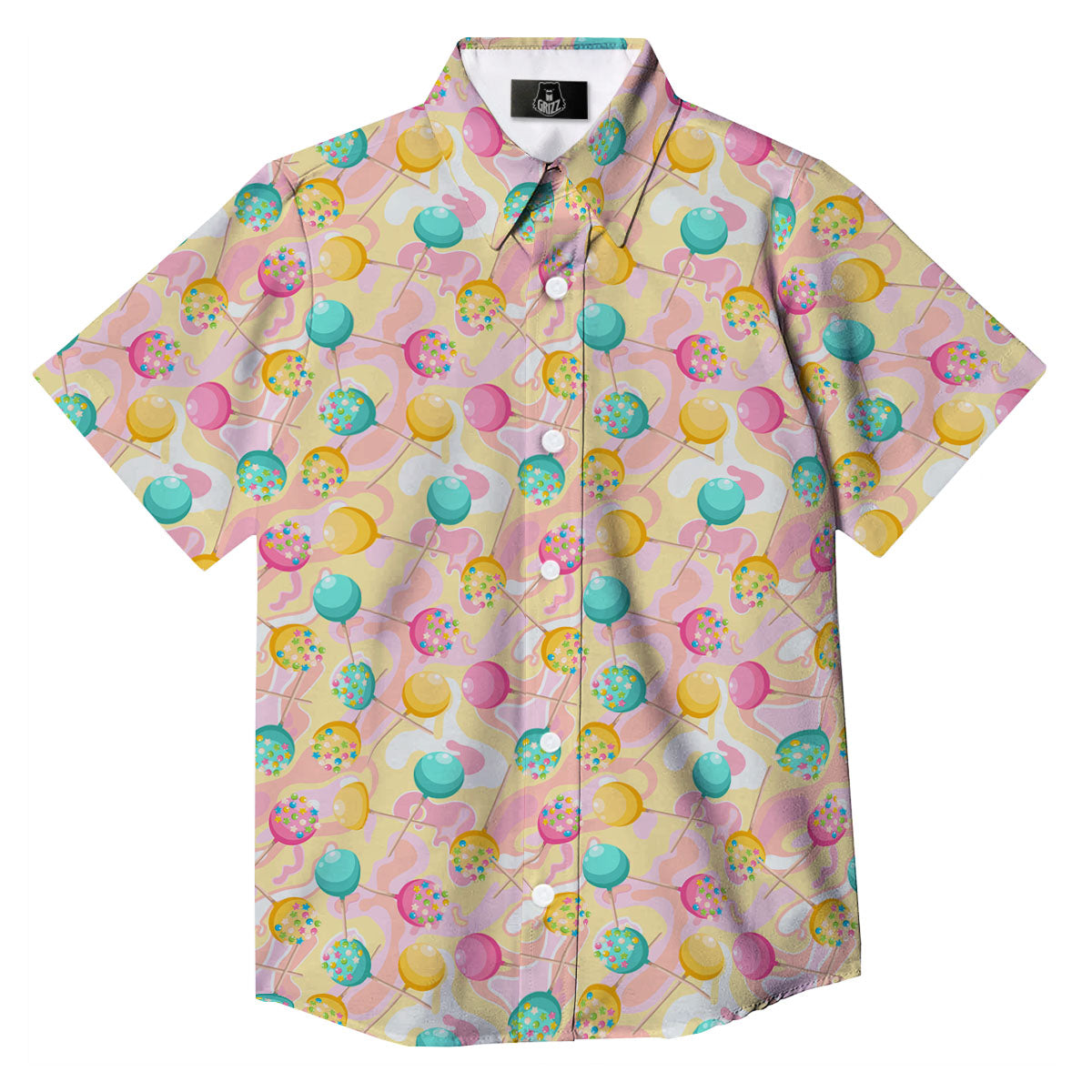 Candy And Colorful Lollipop Print Button Up Shirt-grizzshop