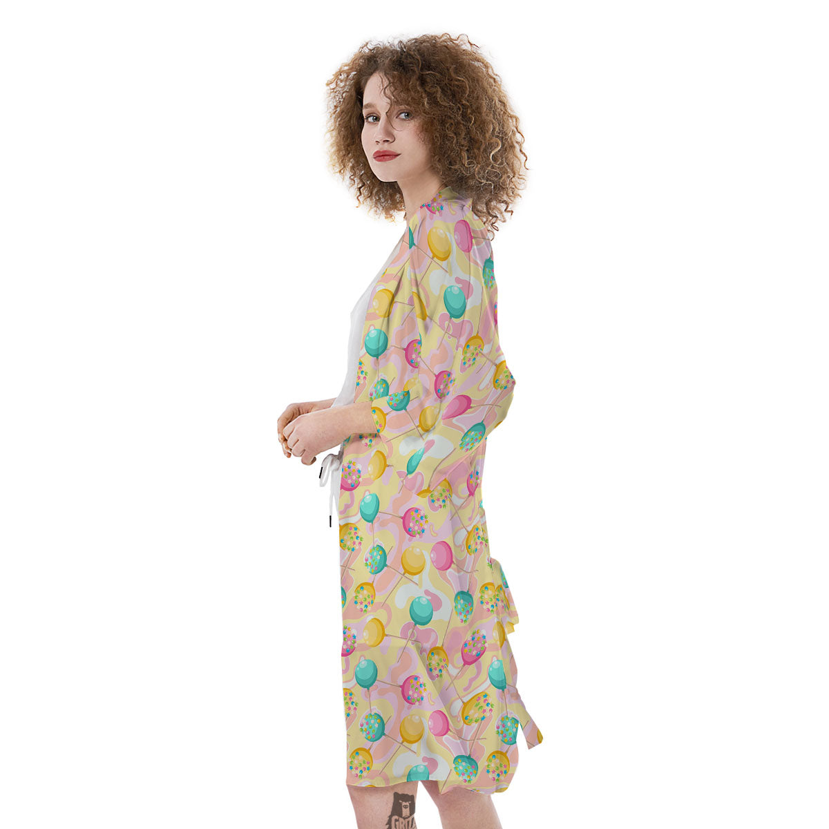 Candy And Colorful Lollipop Print Kimono-grizzshop