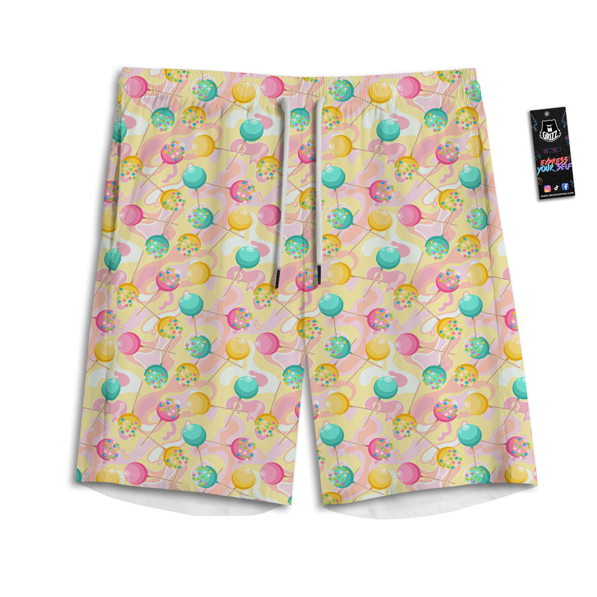 Candy And Colorful Lollipop Print Men's Athletic Shorts