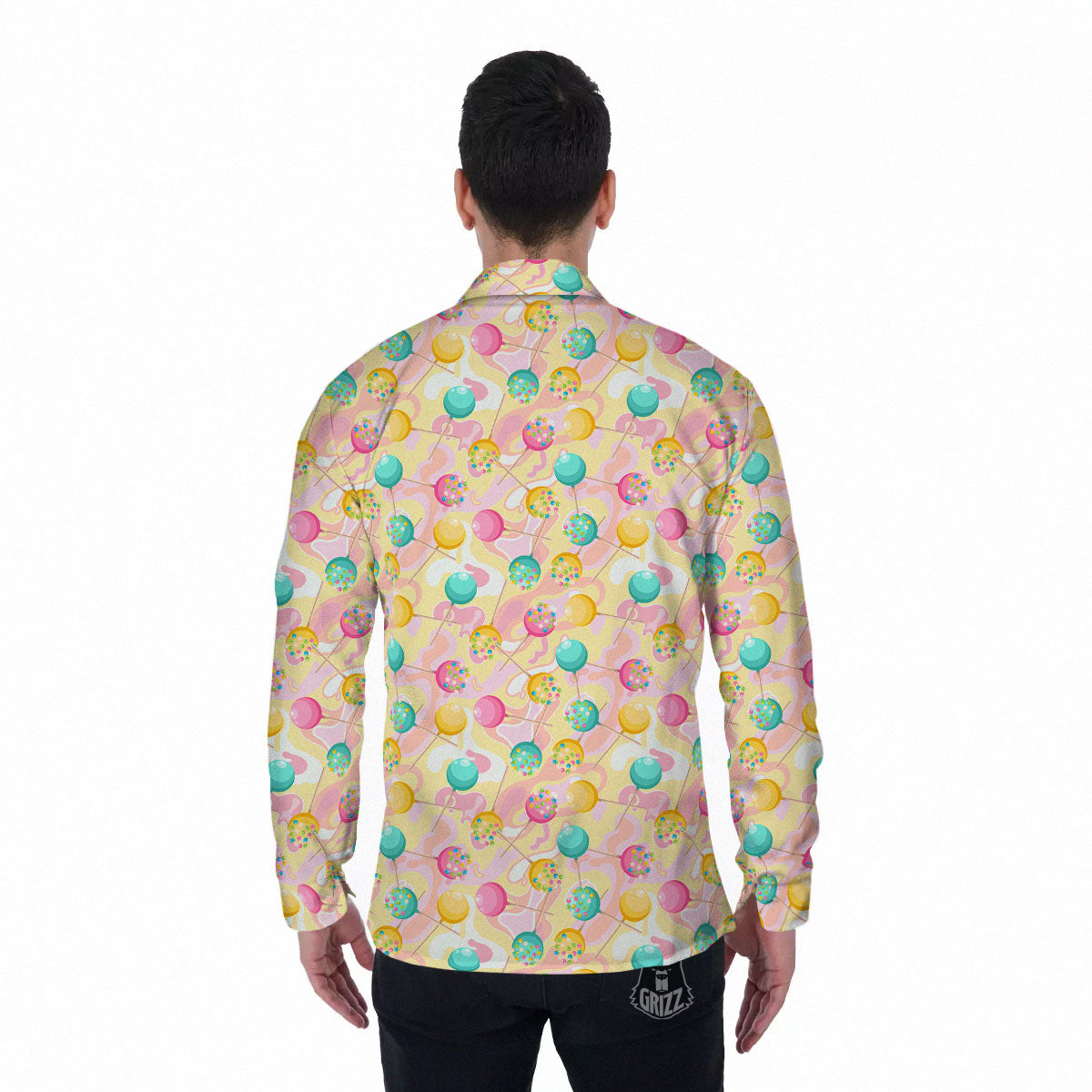 Candy And Colorful Lollipop Print Men's Long Sleeve Shirts-grizzshop