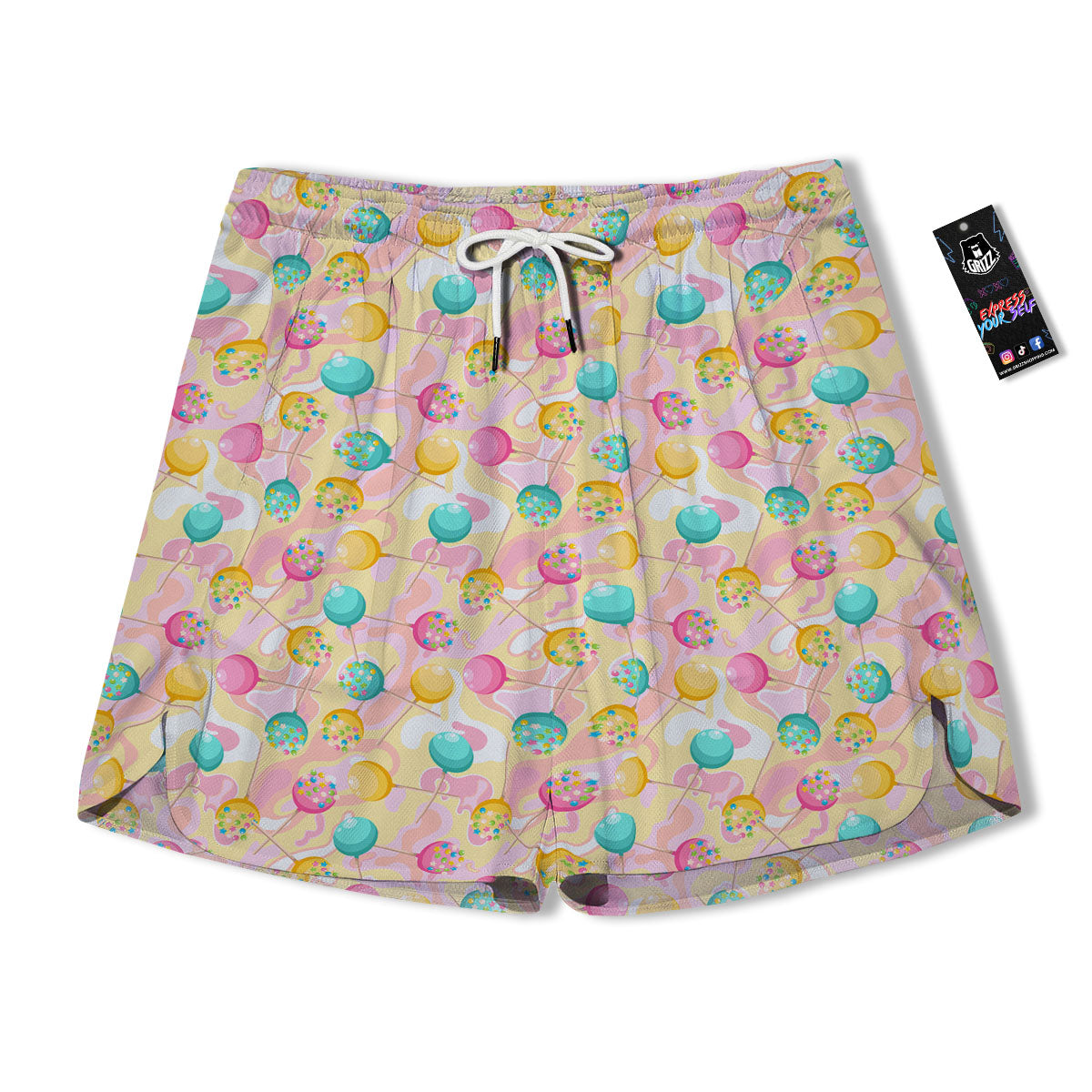 Candy And Colorful Lollipop Print Men's Running Shorts-grizzshop