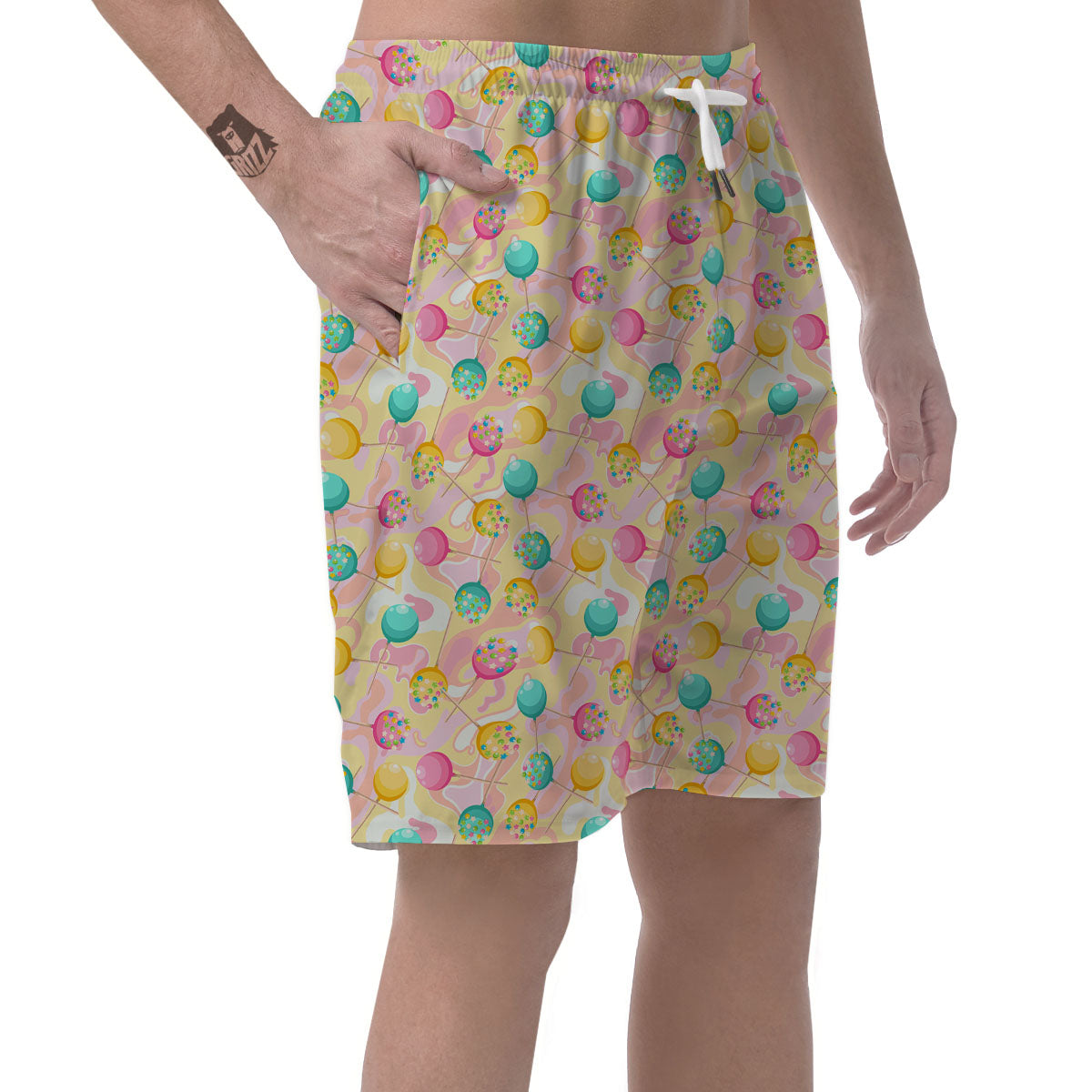 Candy And Colorful Lollipop Print Men's Shorts-grizzshop