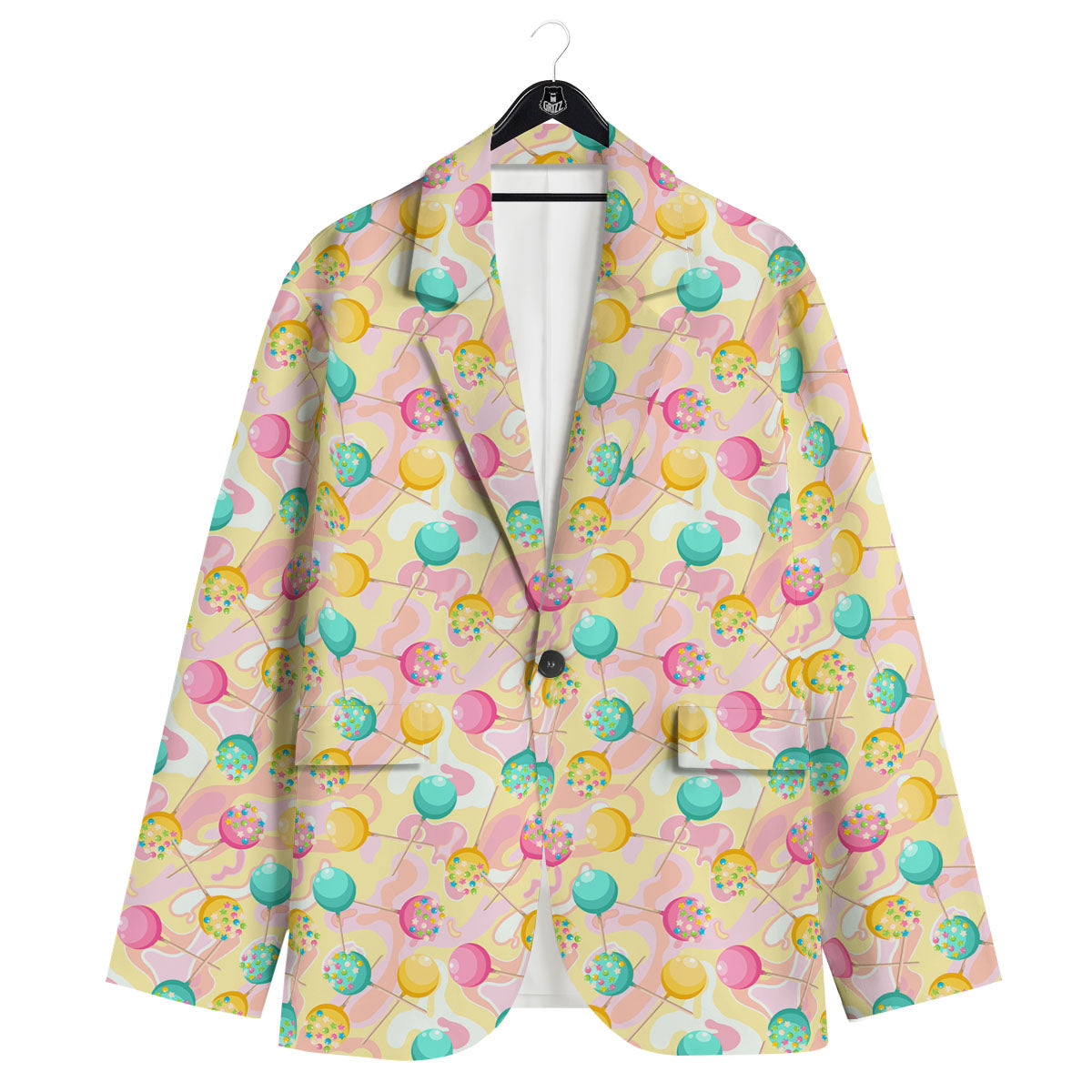Candy And Colorful Lollipop Print Men's Sport Coat-grizzshop