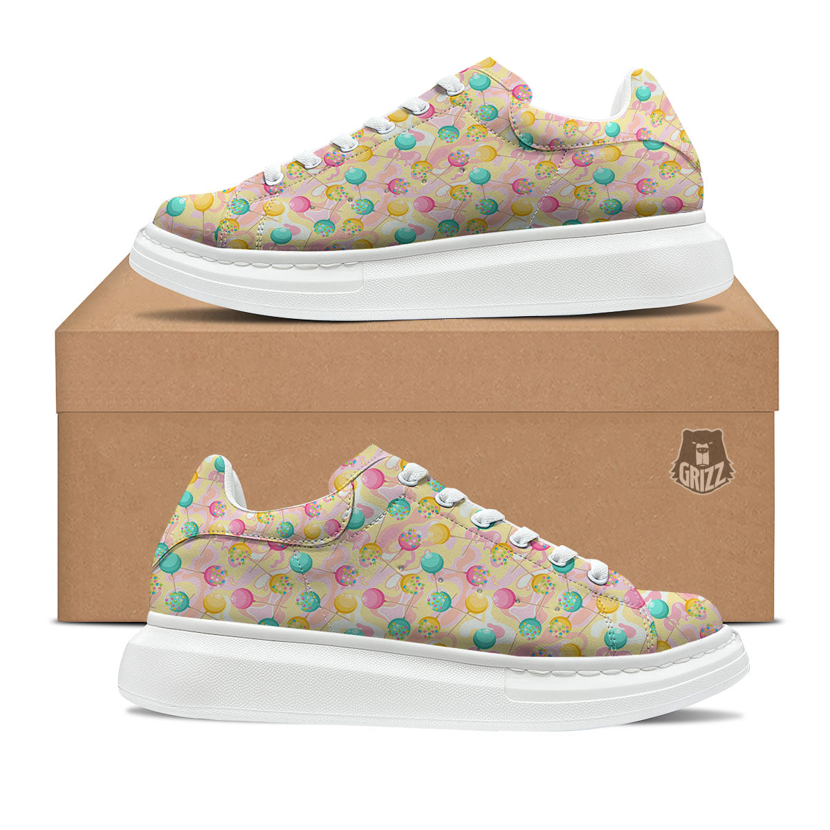 Candy And Colorful Lollipop Print Platform Shoes-grizzshop