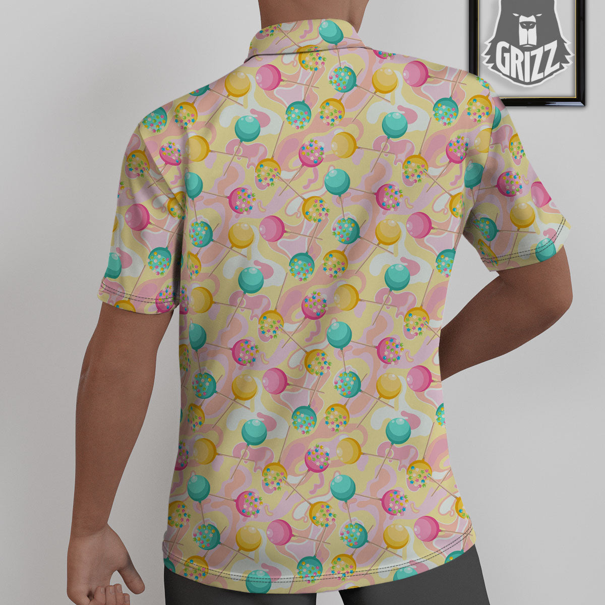 Candy And Colorful Lollipop Print Untucked Shirts-grizzshop