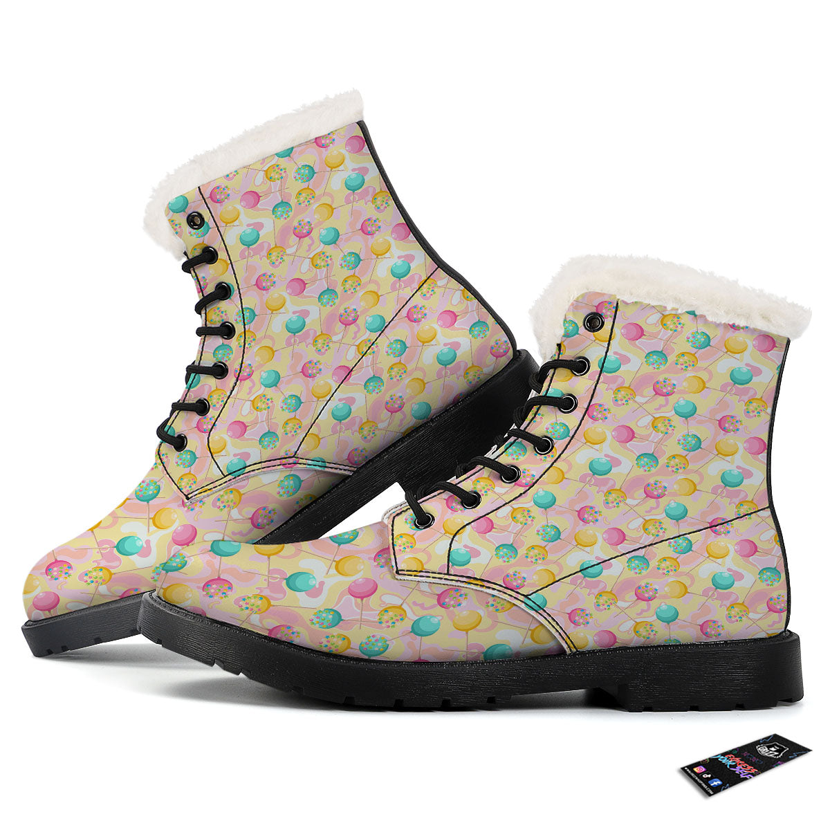 Candy And Colorful Lollipop Print Winter Boots-grizzshop
