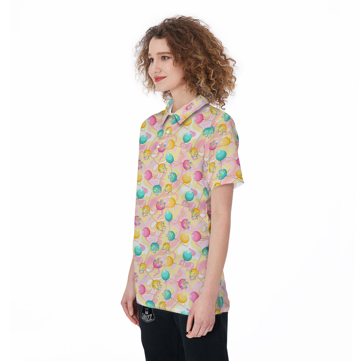 Candy And Colorful Lollipop Print Women's Golf Shirts-grizzshop